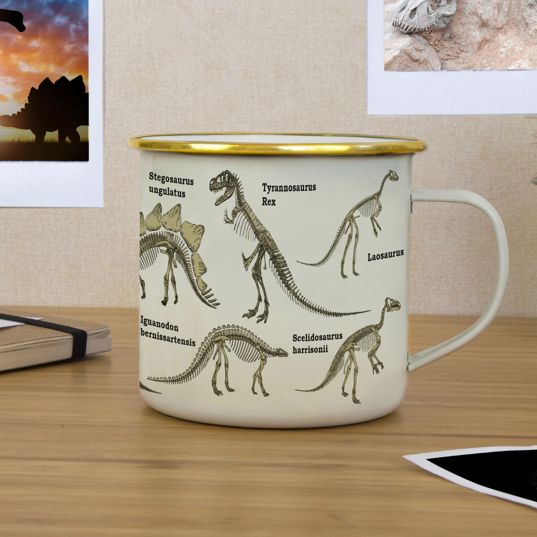 Enamel Mug with Dinosaur Design