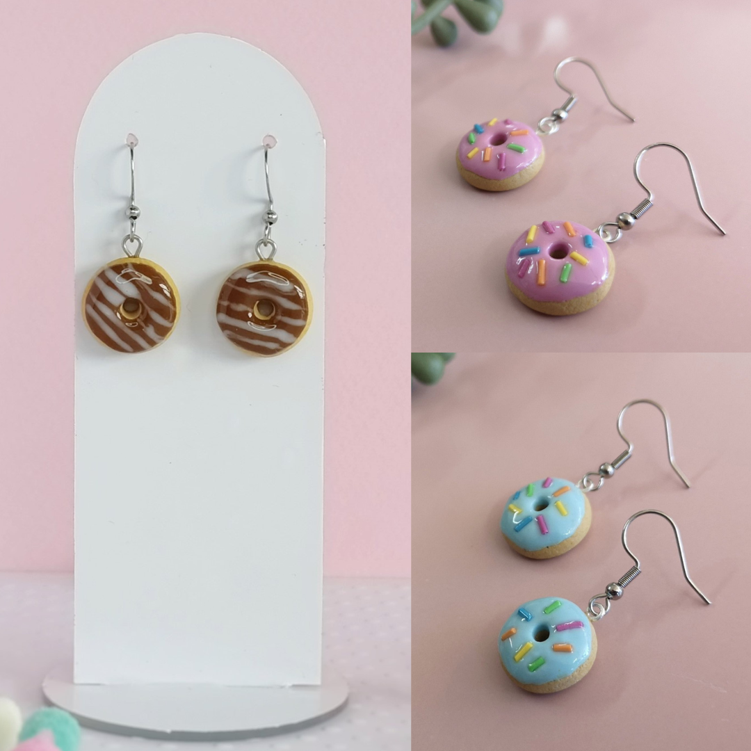 Doughnut Dangle Earrings (assorted colours)