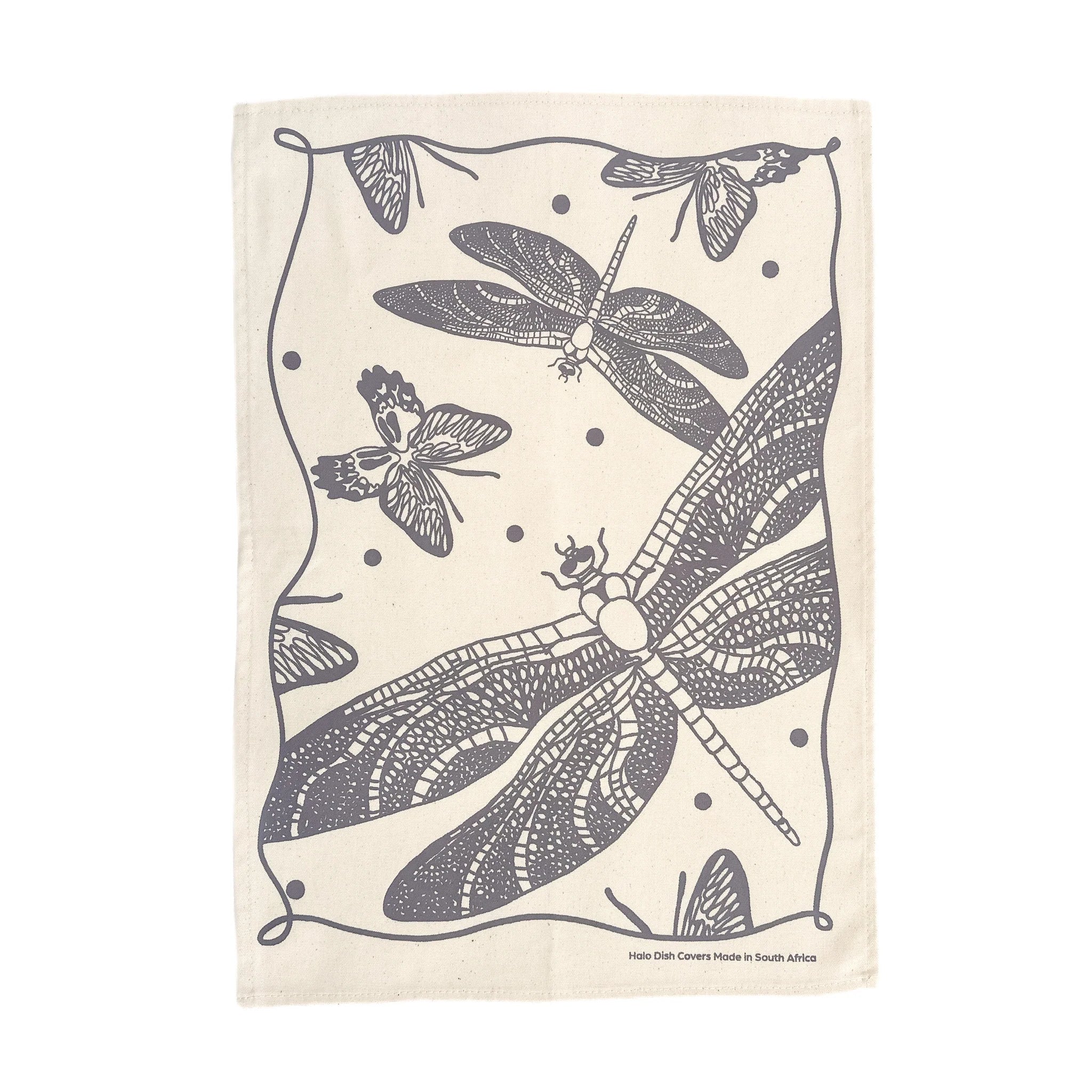 Butterflies and Dragonflies Cotton Tea Towel (assorted colours)