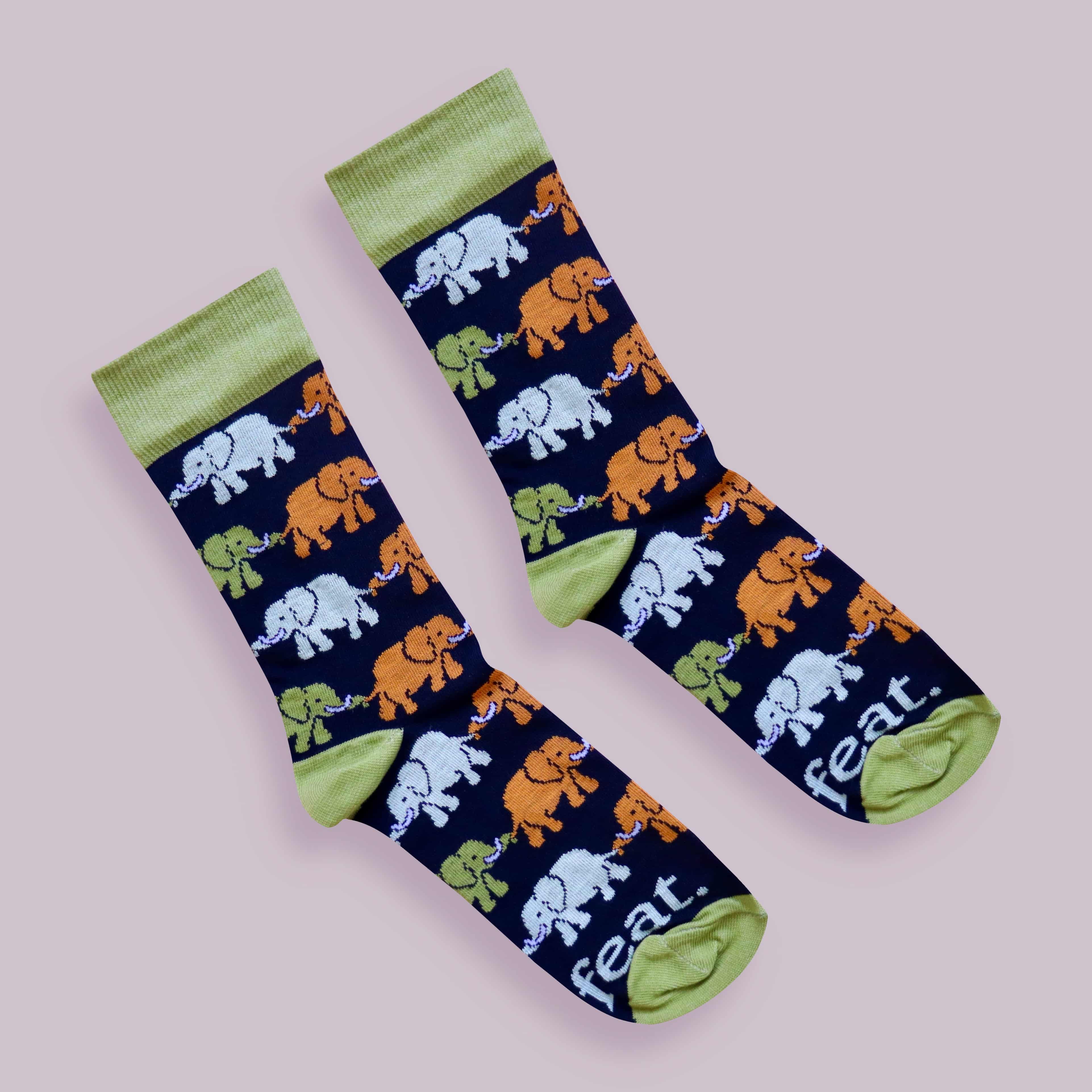 Elephant Train Socks (His & Hers Sizes)