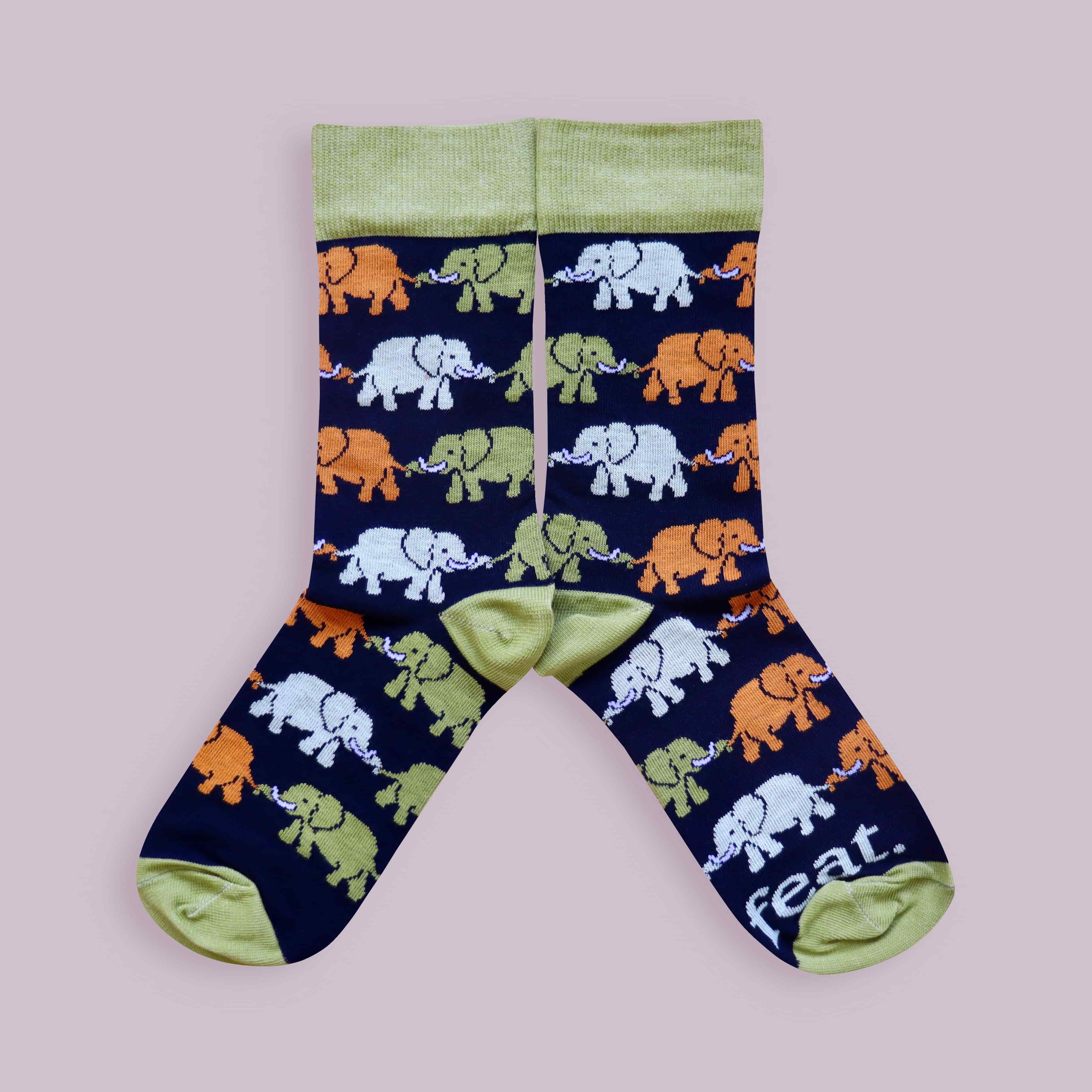 Elephant Train Socks (His & Hers Sizes)