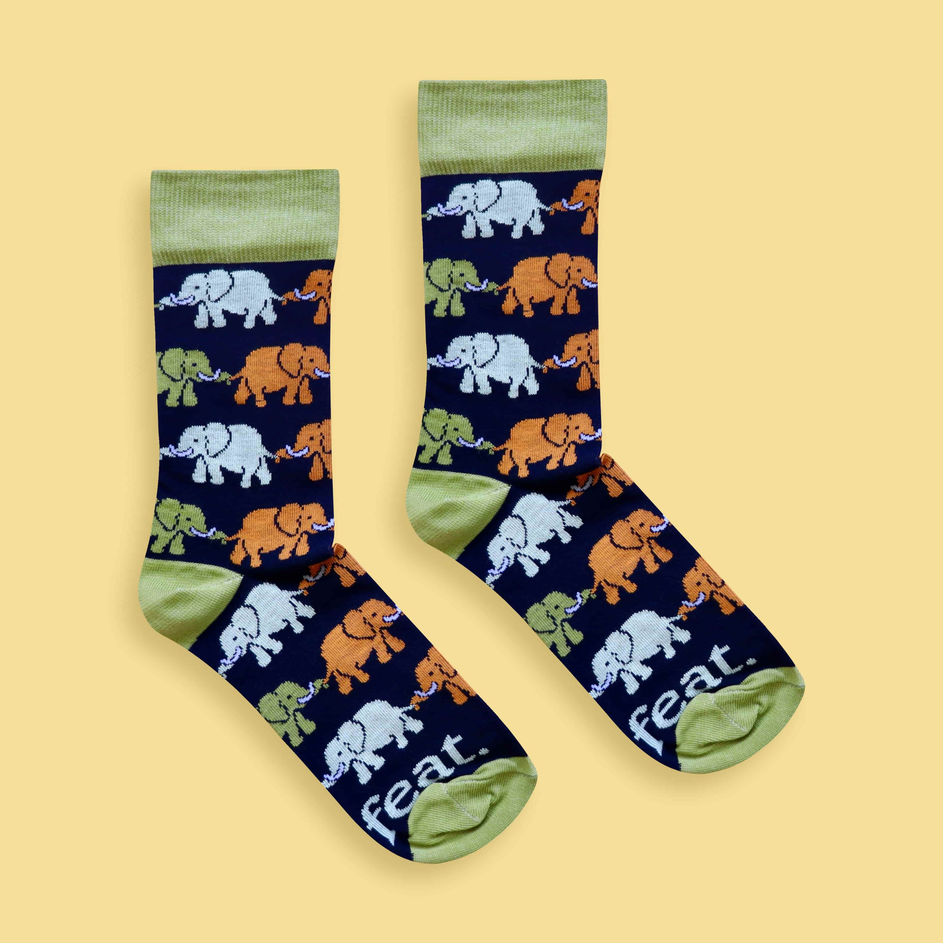 Elephant Train Socks (His & Hers Sizes)