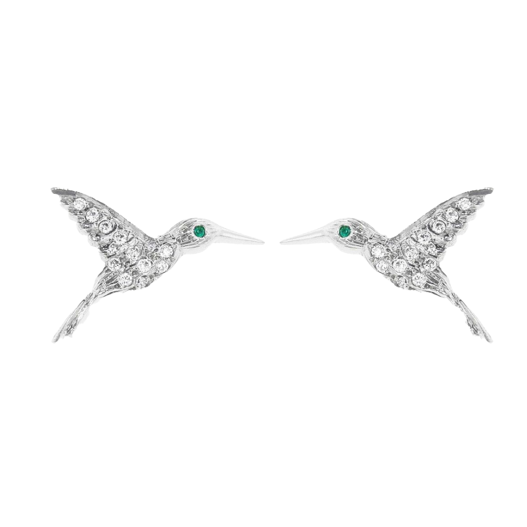 Sterling Silver Hummingbird Stud Earrings