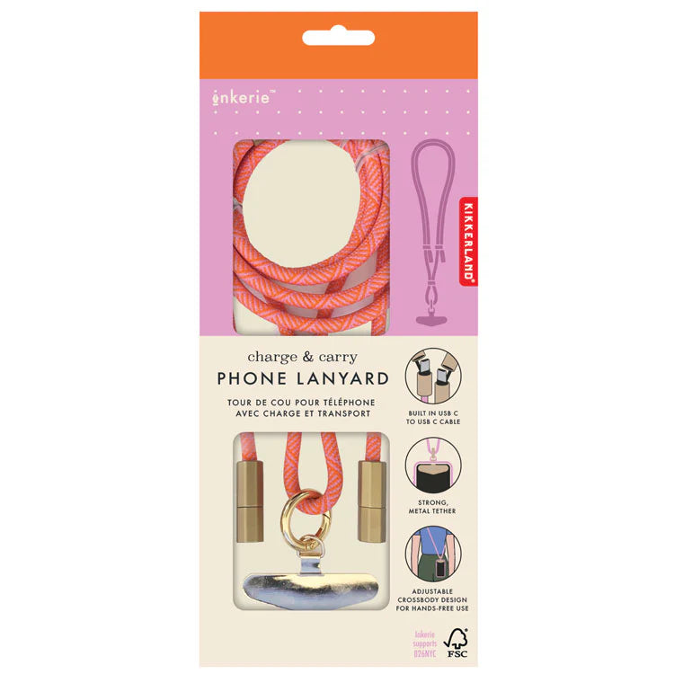 Inkerie Phone Lanyard / Charging Cable Combo (Blue or Pink)