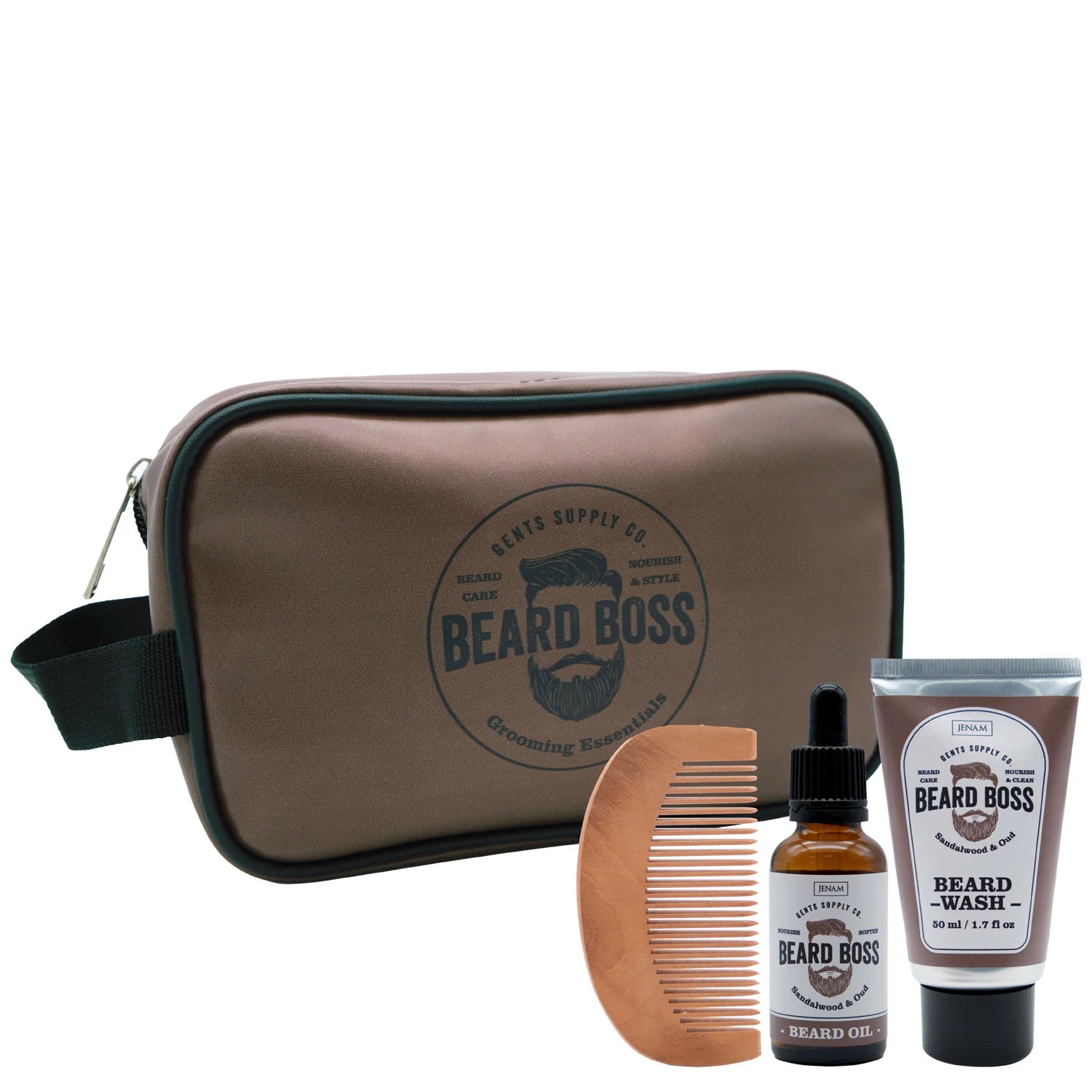 Beard Boss – Grooming Essentials and Wash Bag Gift Set