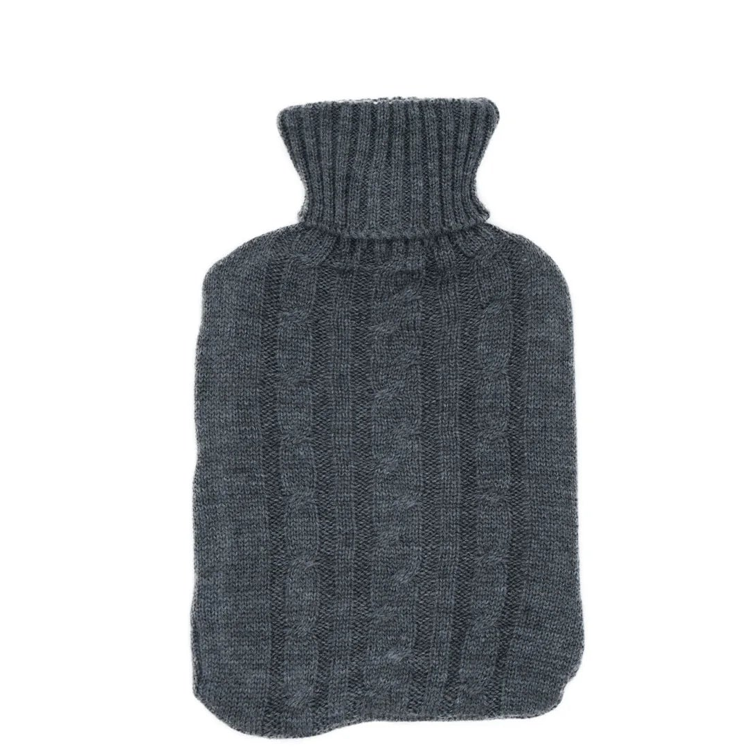 Hot Water Bottle with Grey Cable Knit Cover