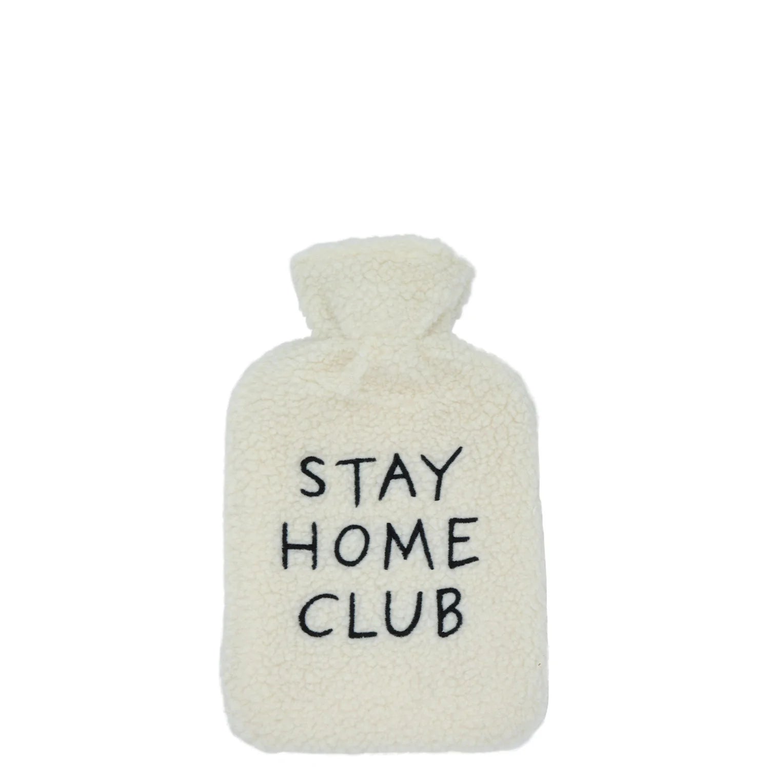 "Stay Home Club" Hot Water Bottle with Fleece Cover