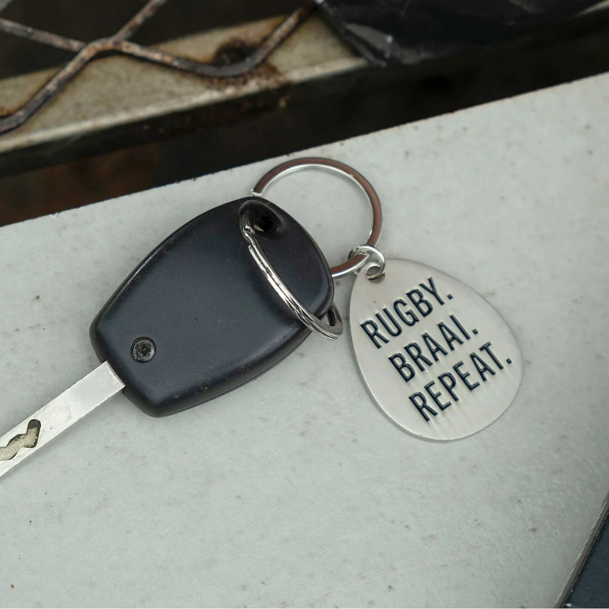 "Rugby. Braai. Repeat" Keyring