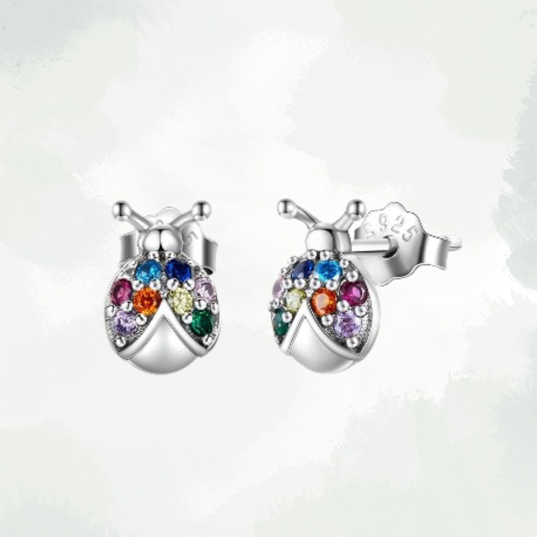 Sterling Silver Kids' Ladybug Love Studs