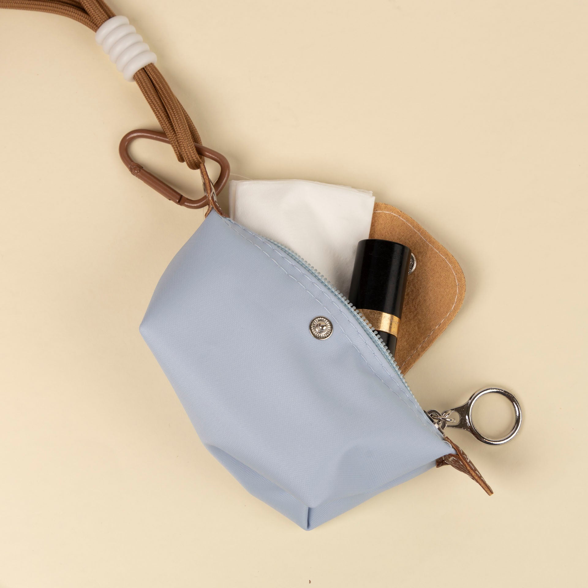 Blue Keyring Coin Purse with Wrist Strap