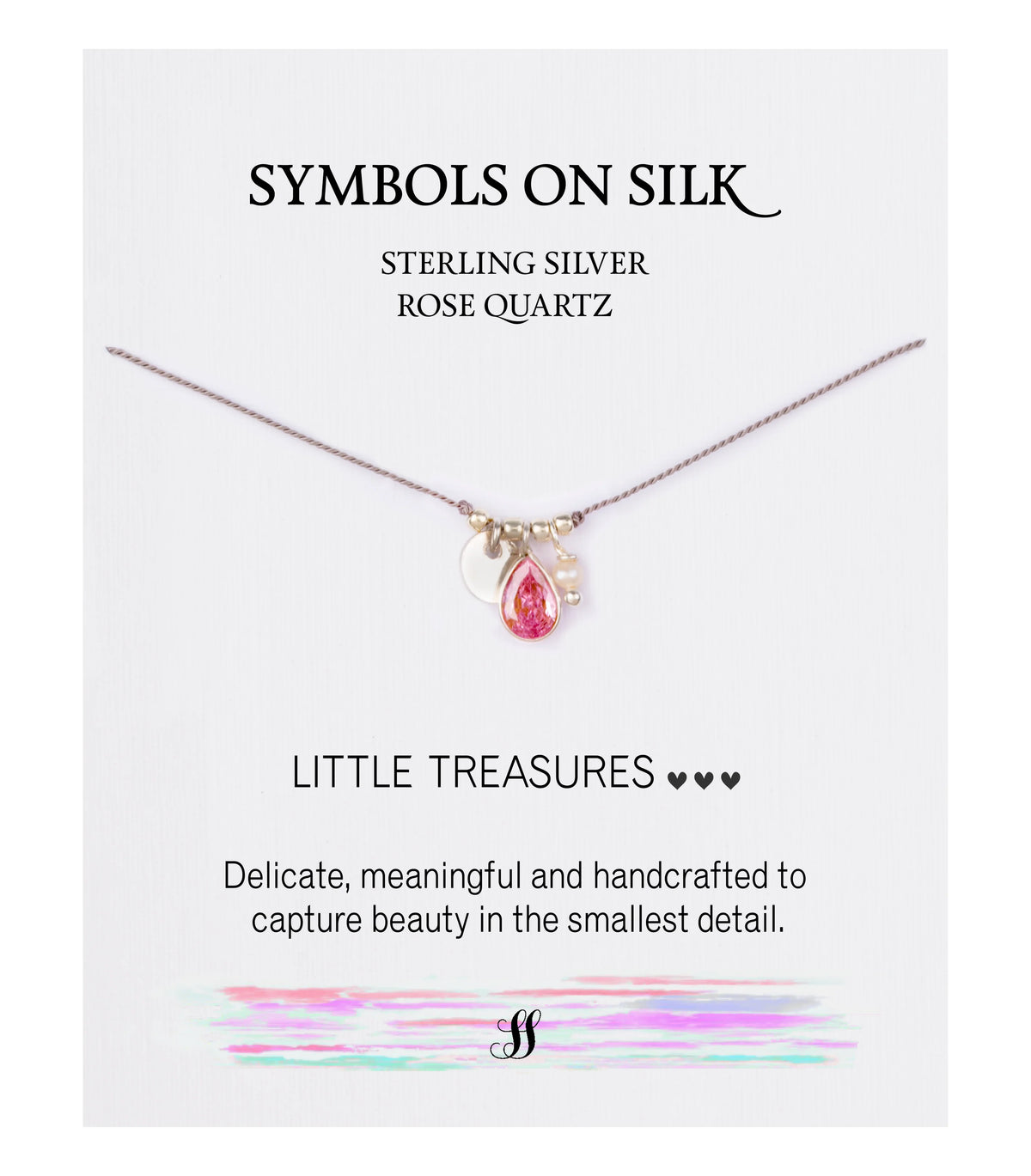 "Little Treasures" Semi Precious Stone, Pearl and Sterling Silver Disc on Silk (assorted)