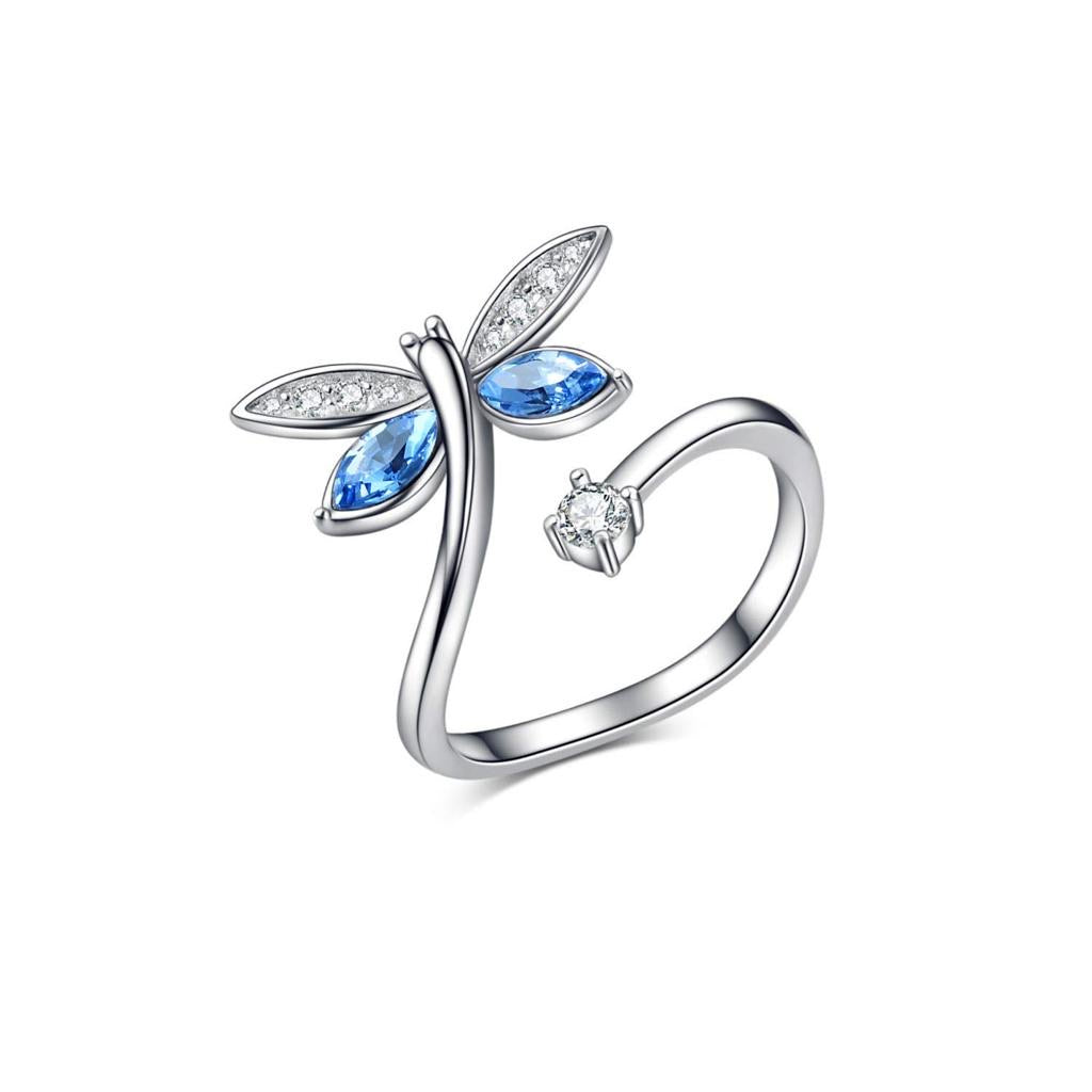 Sterling Silver Dragonfly Adjustable Ring