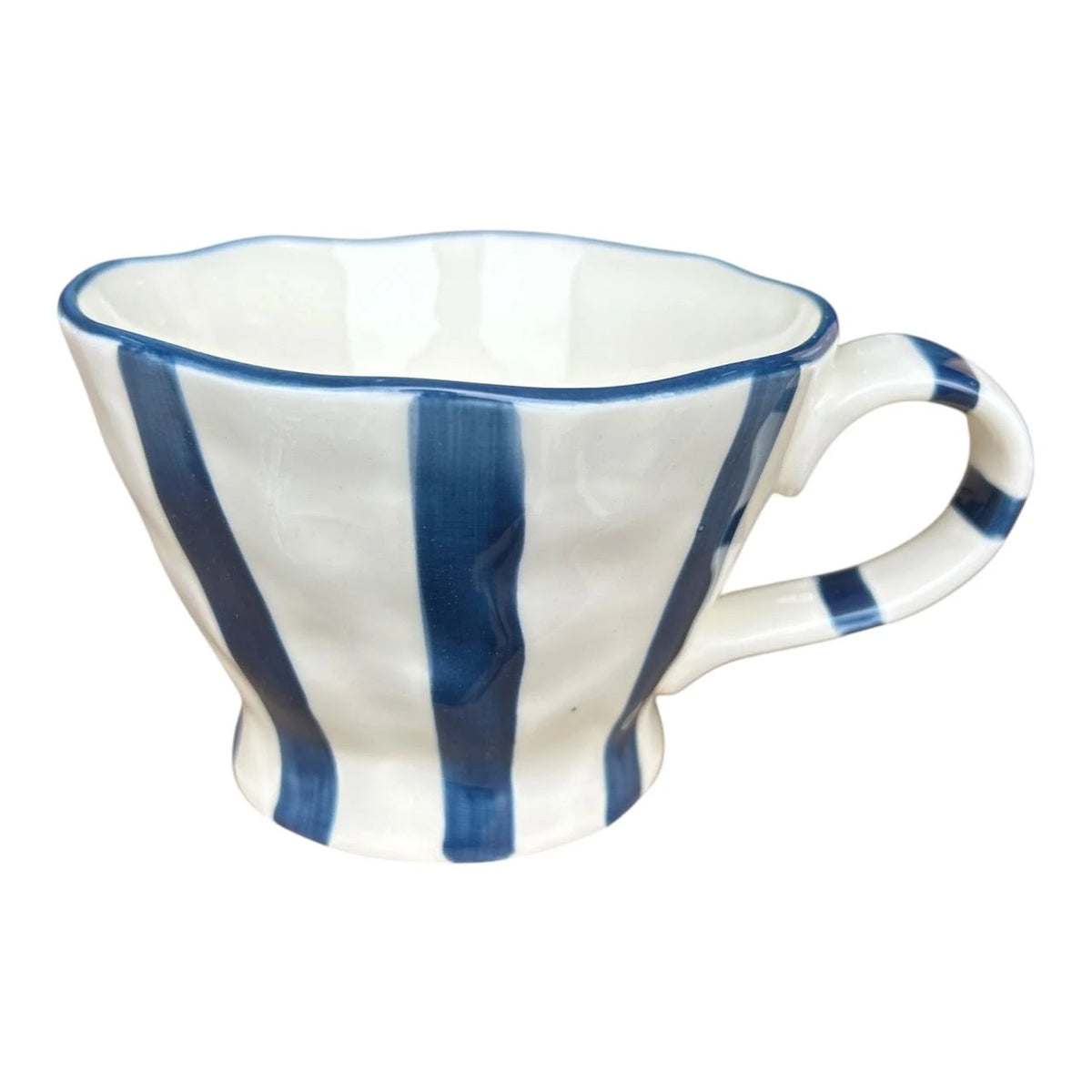 Wonky Striped Teacup (blue coastal or blush pink)
