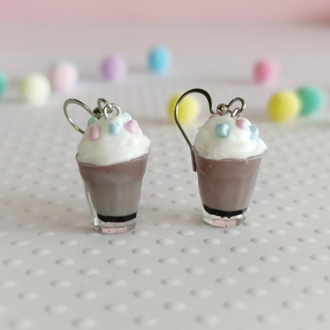 Milkshake Dangle Earrings (Strawberry / Chocolate)