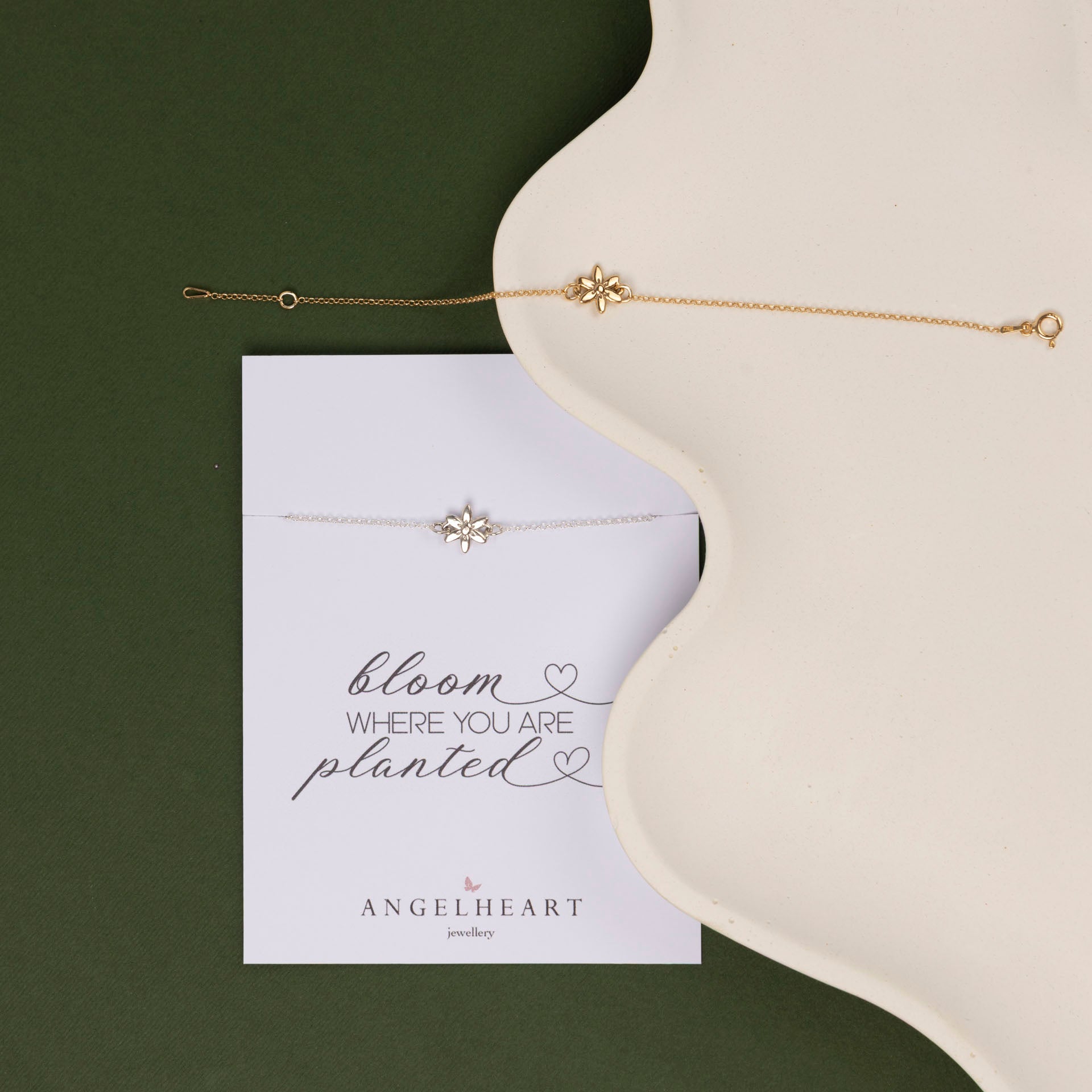 Dainty Wildflower Bracelet (sterling silver or gold-dipped)