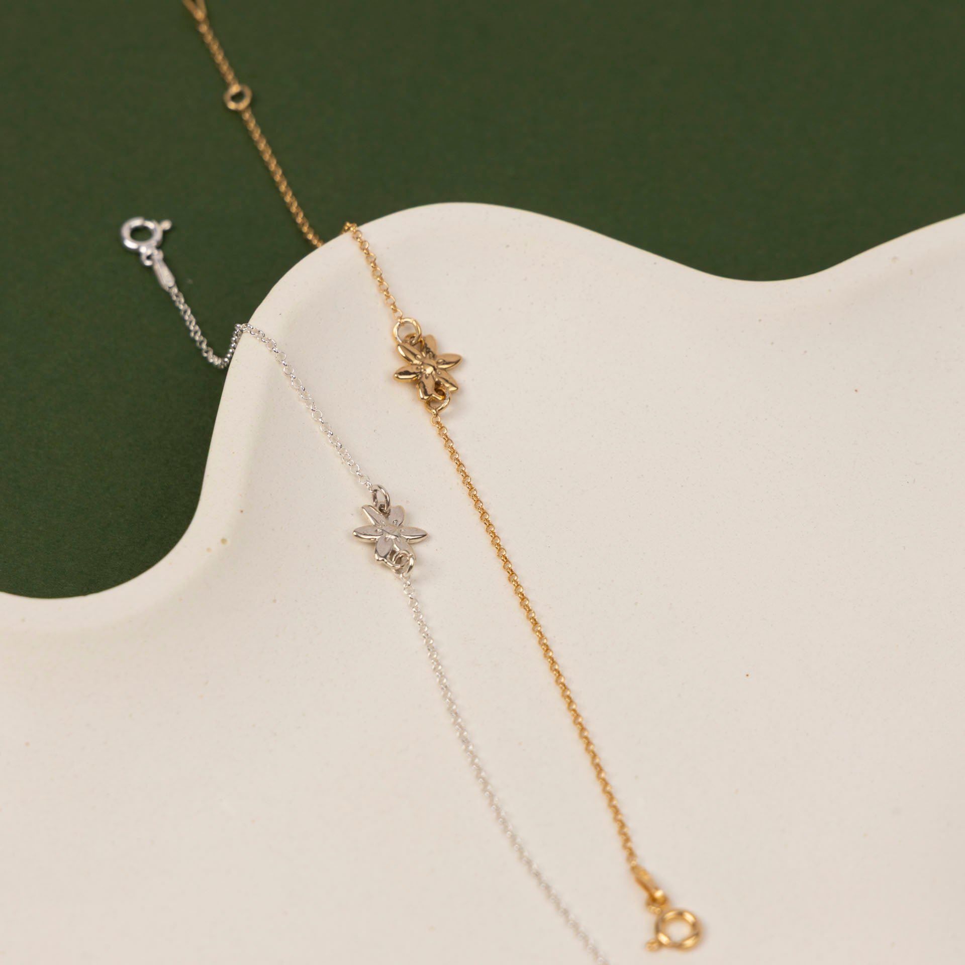 Dainty Wildflower Bracelet (sterling silver or gold-dipped)