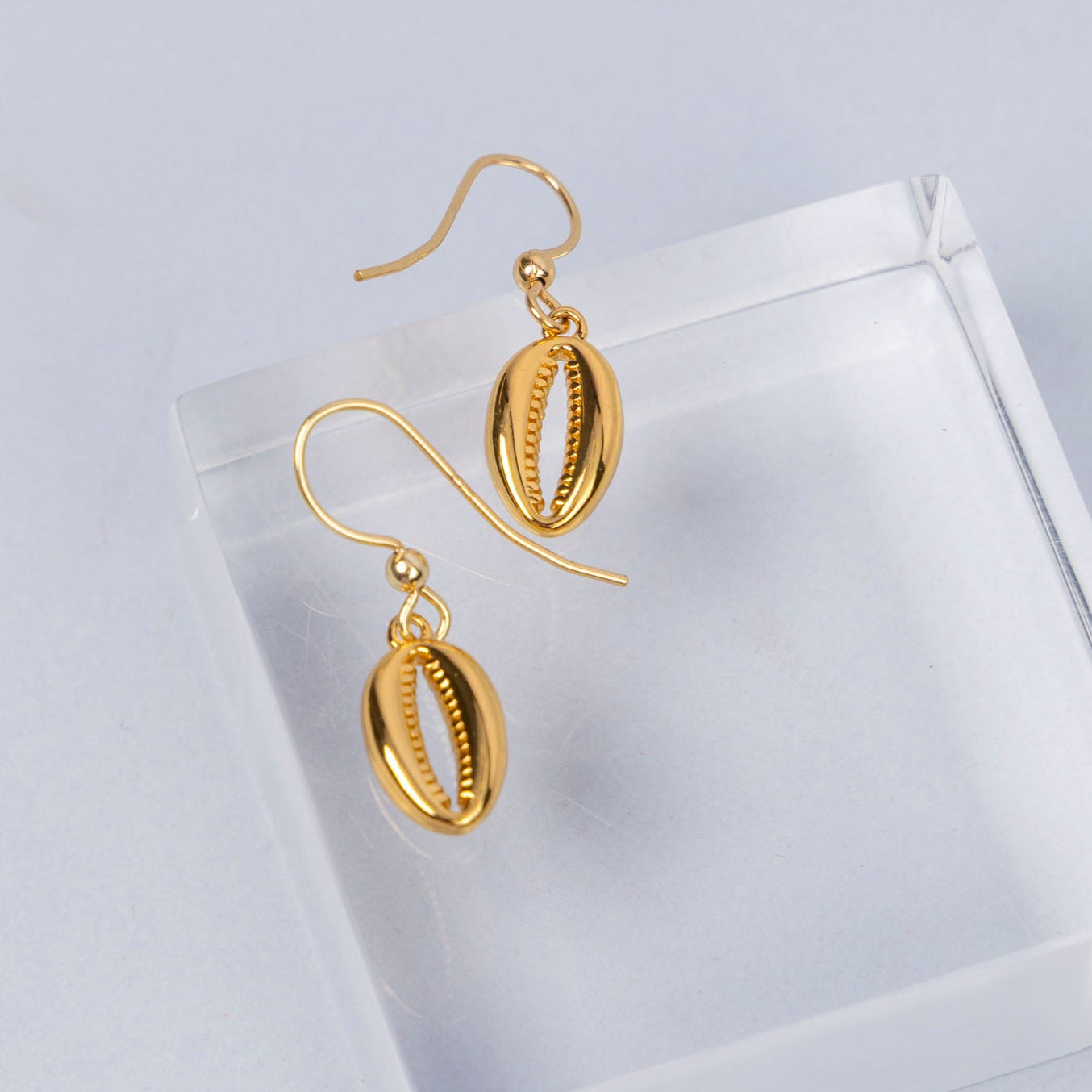 Cowrie Shell Dangle Earrings (gold-dipped)