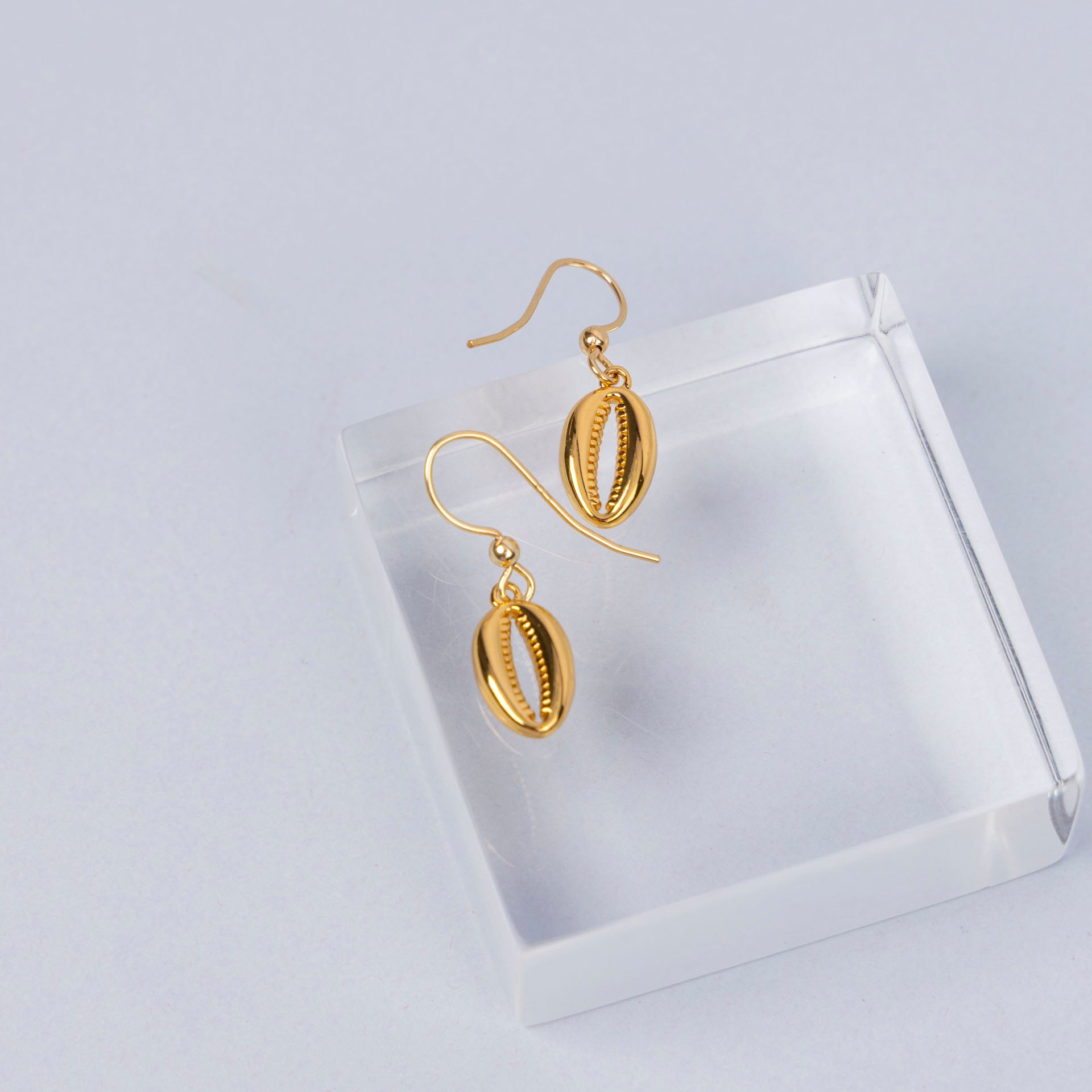 Cowrie Shell Dangle Earrings (gold-dipped)