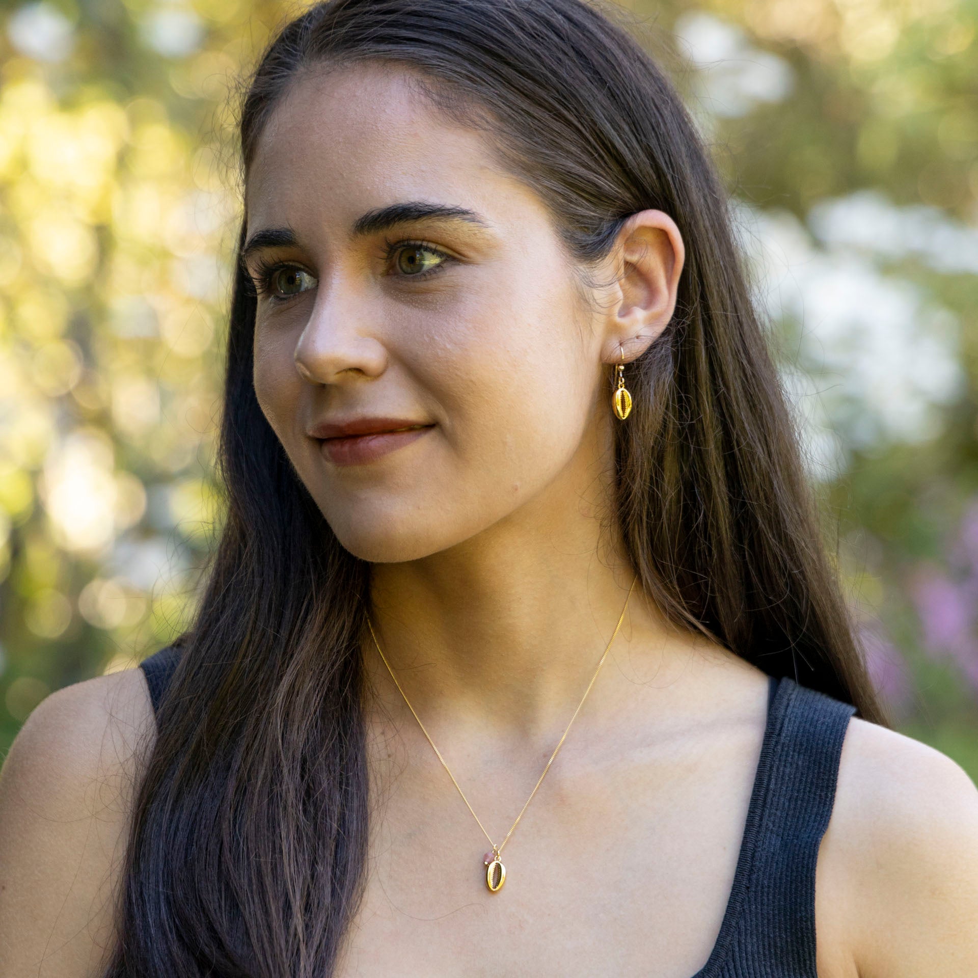 Cowrie Shell Dangle Earrings (gold-dipped)