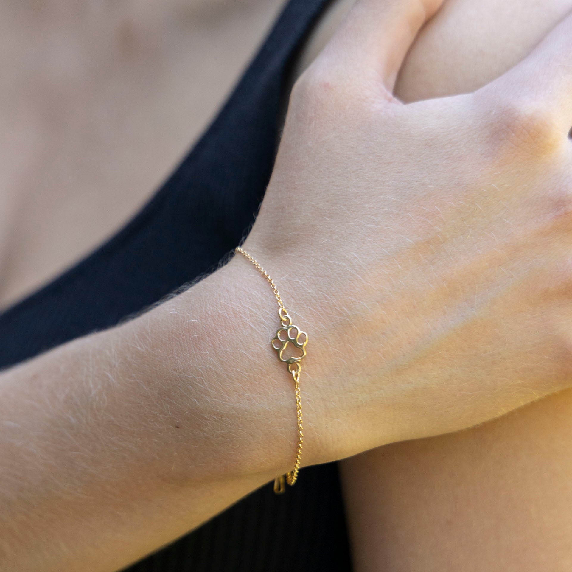 "Cat Mom" Paw Print Bracelet (sterling silver or gold-dipped)