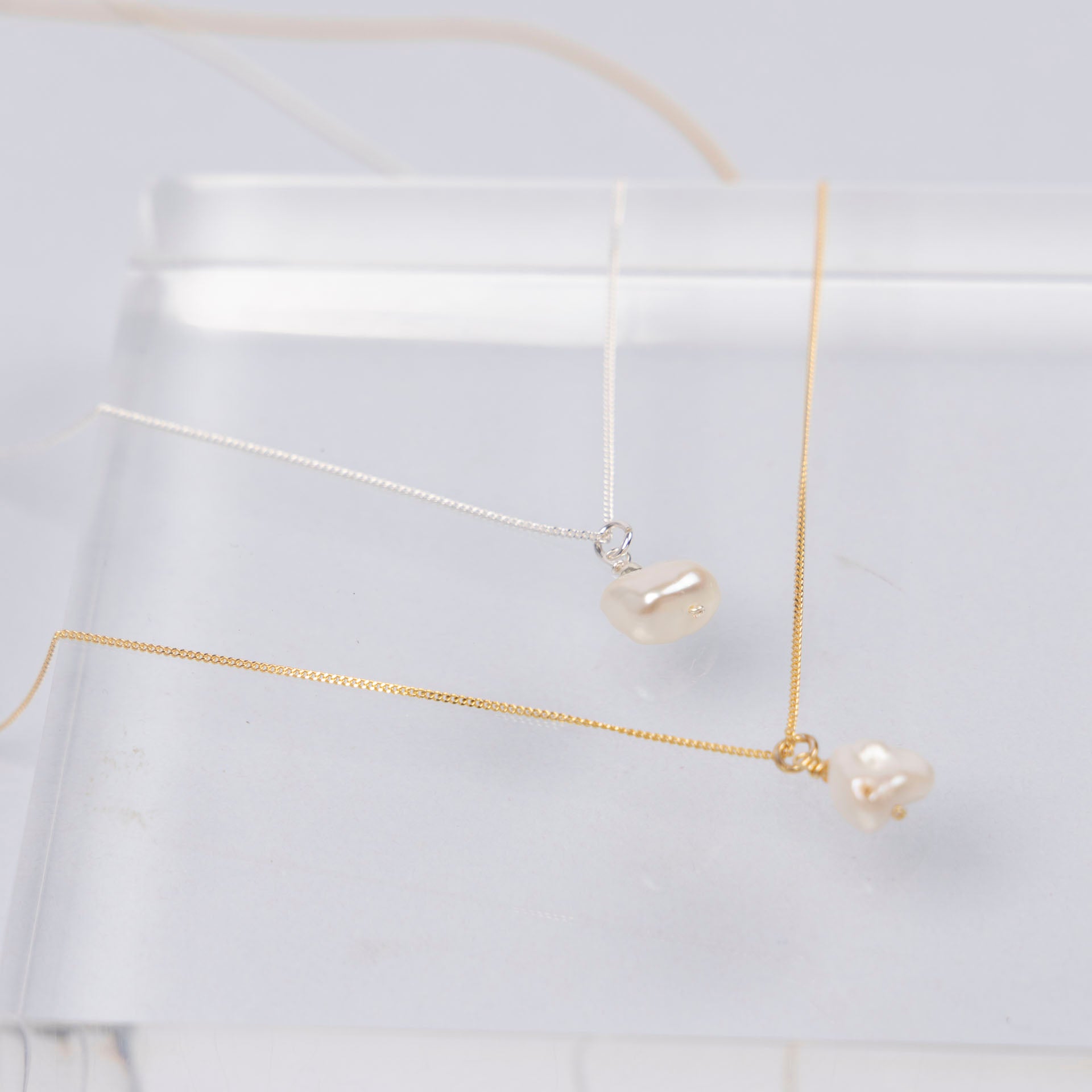 Keshi Pearl Necklace (sterling silver or gold-dipped)