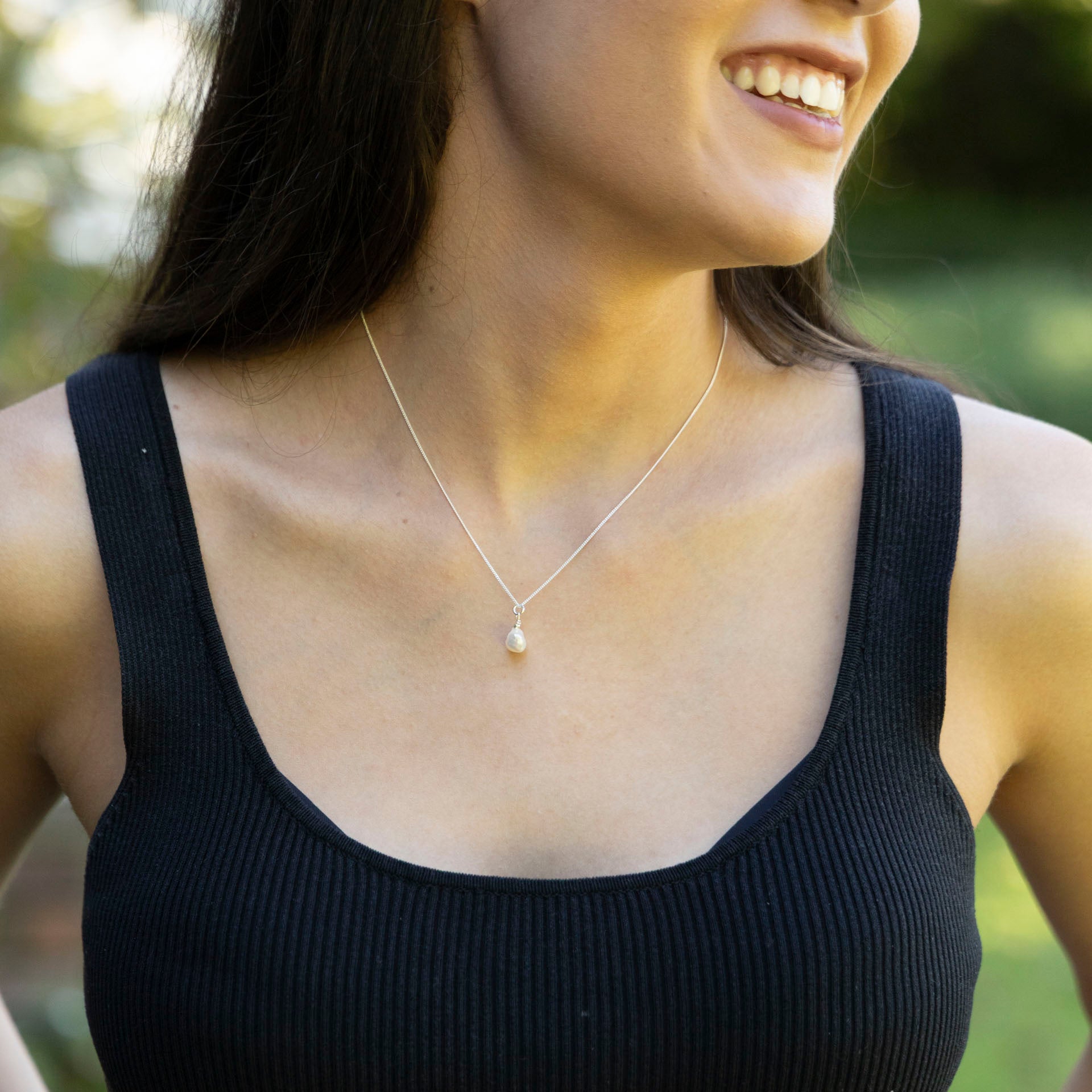 Keshi Pearl Necklace (sterling silver or gold-dipped)