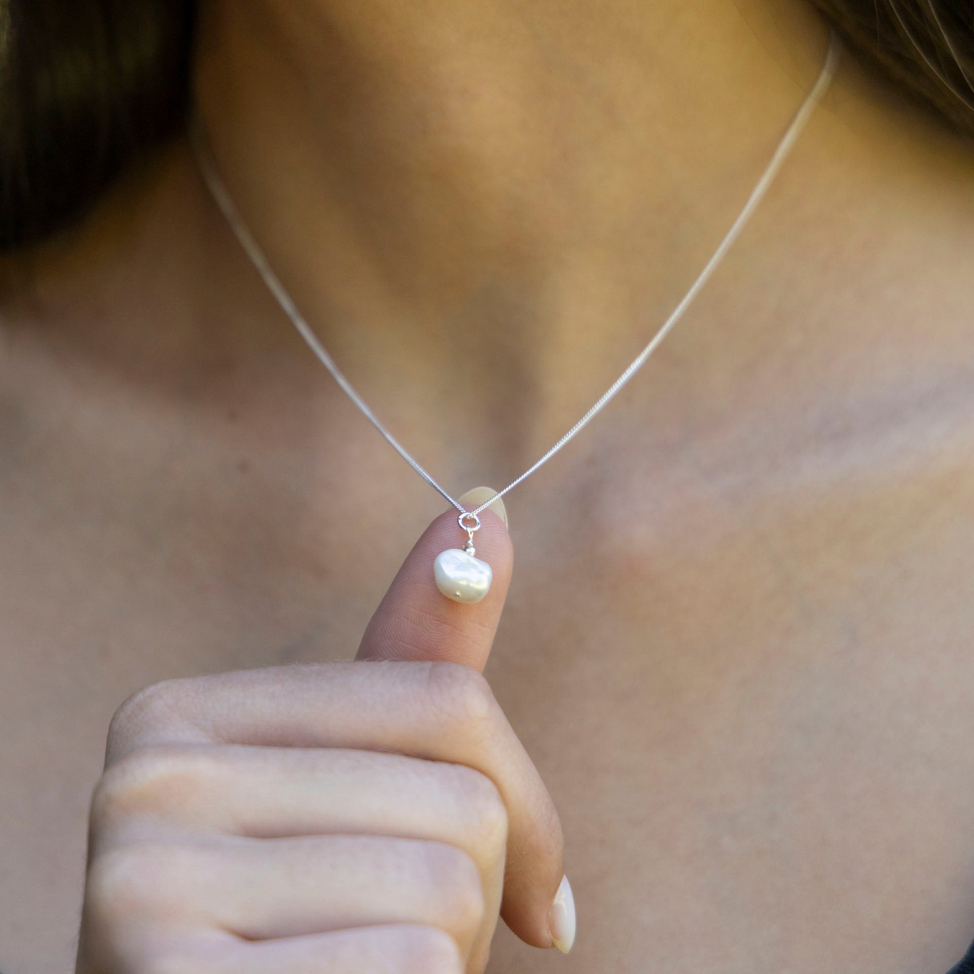 Keshi Pearl Necklace (sterling silver or gold-dipped)