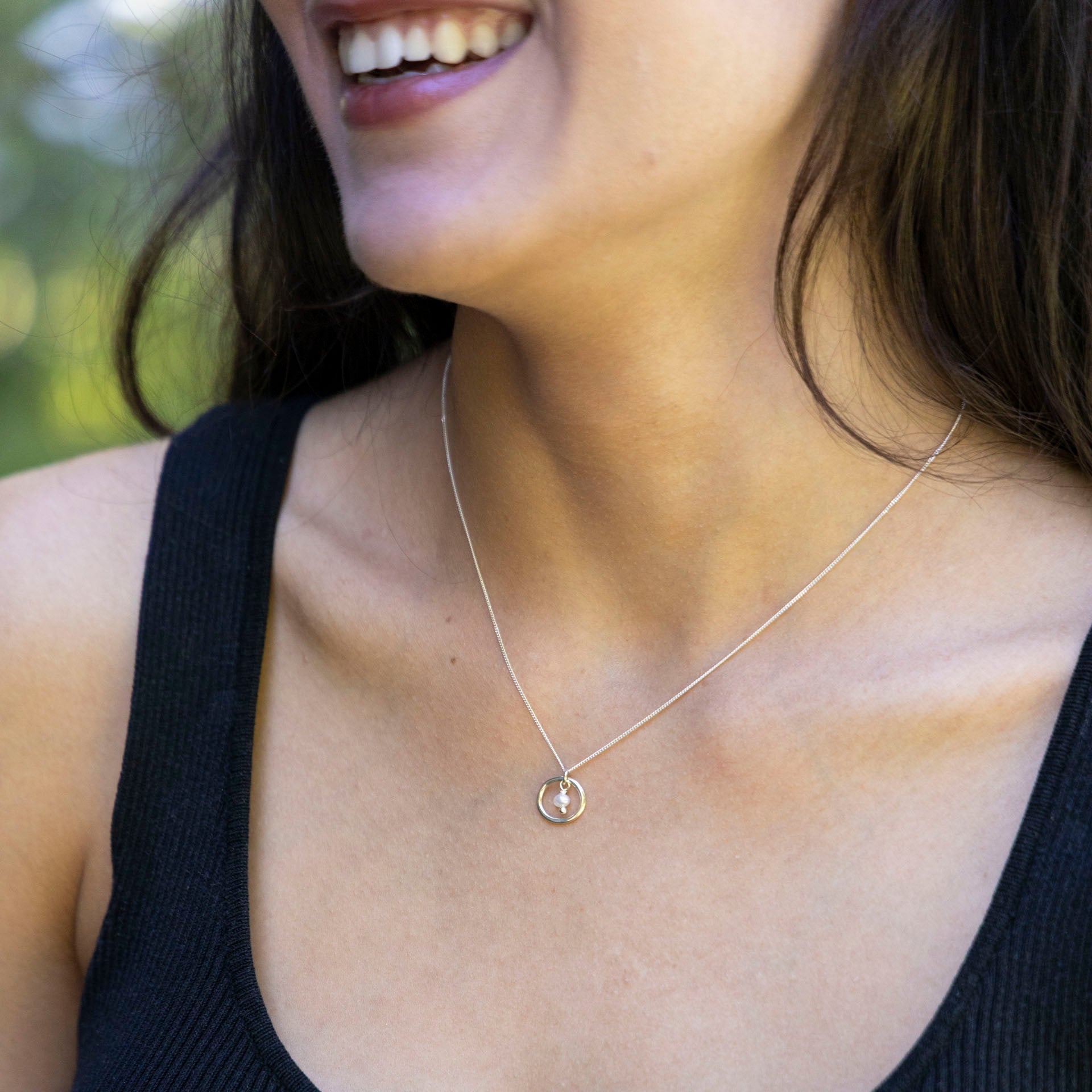 "Good Energy" Miniature Freshwater Pearl Necklace (Sterling Silver or Gold-Dipped)