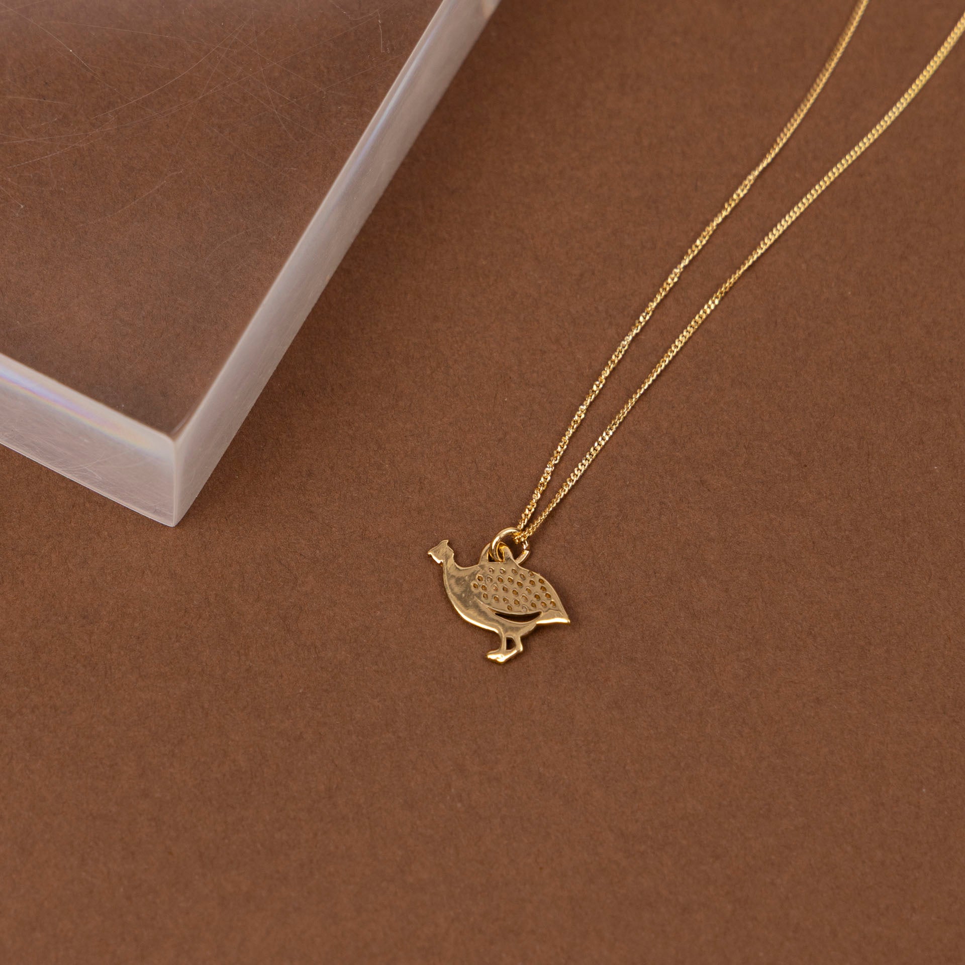 Guinea Fowl Necklace (sterling silver or gold-dipped)