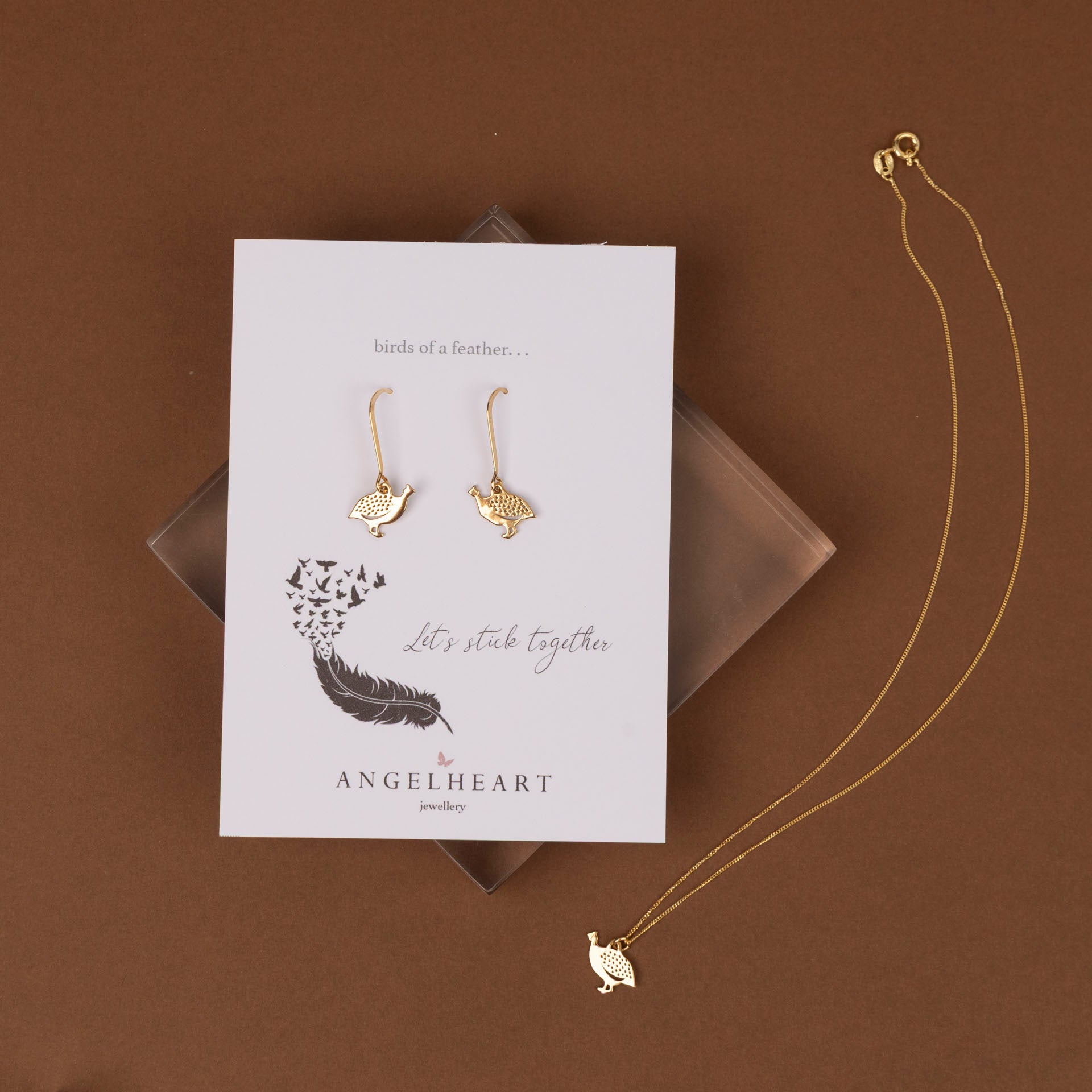 Guinea Fowl Dangle Earrings (sterling silver or gold-dipped)