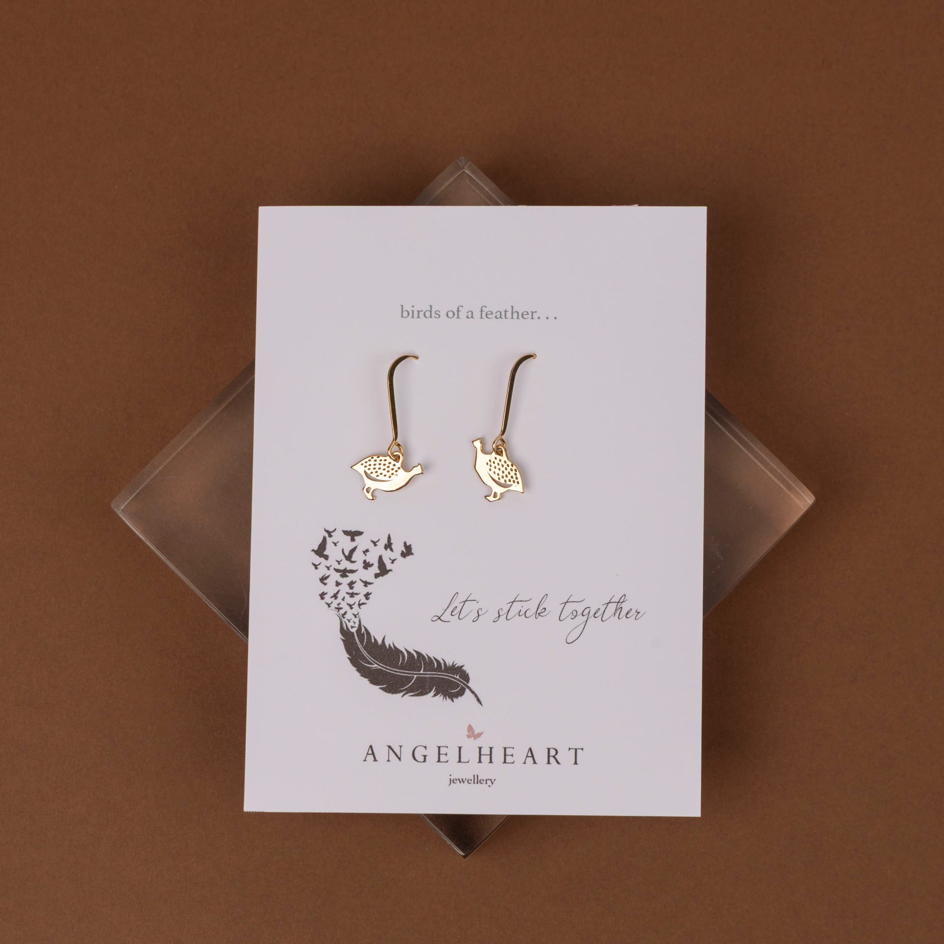 Guinea Fowl Dangle Earrings (sterling silver or gold-dipped)