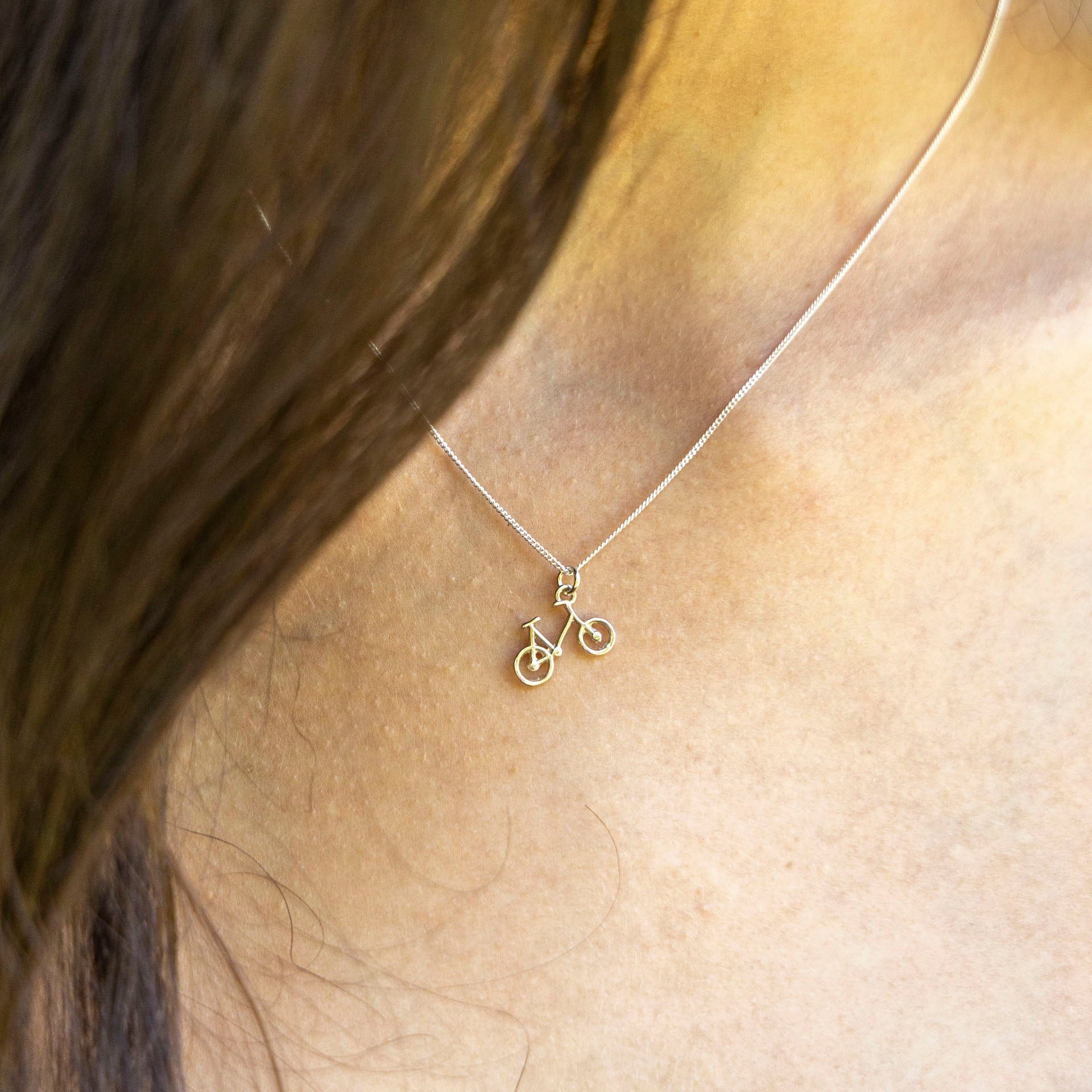 Bicycle Necklace (sterling silver or gold-dipped)