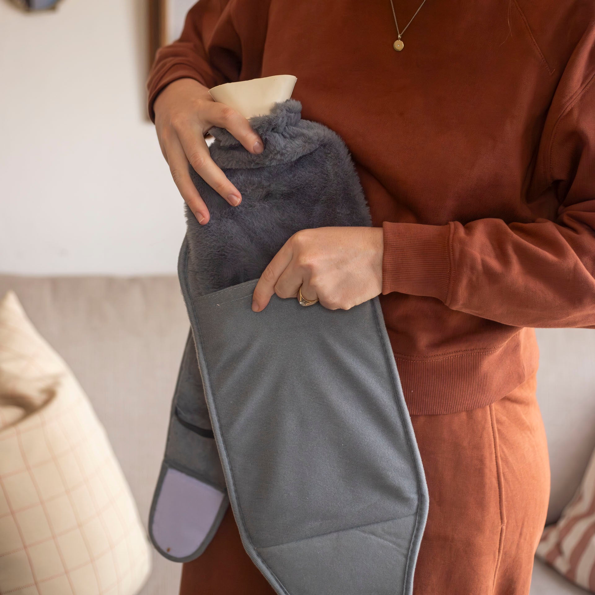 Hot Water Bottle Waist Belt and Hand Warmer (assorted colours)