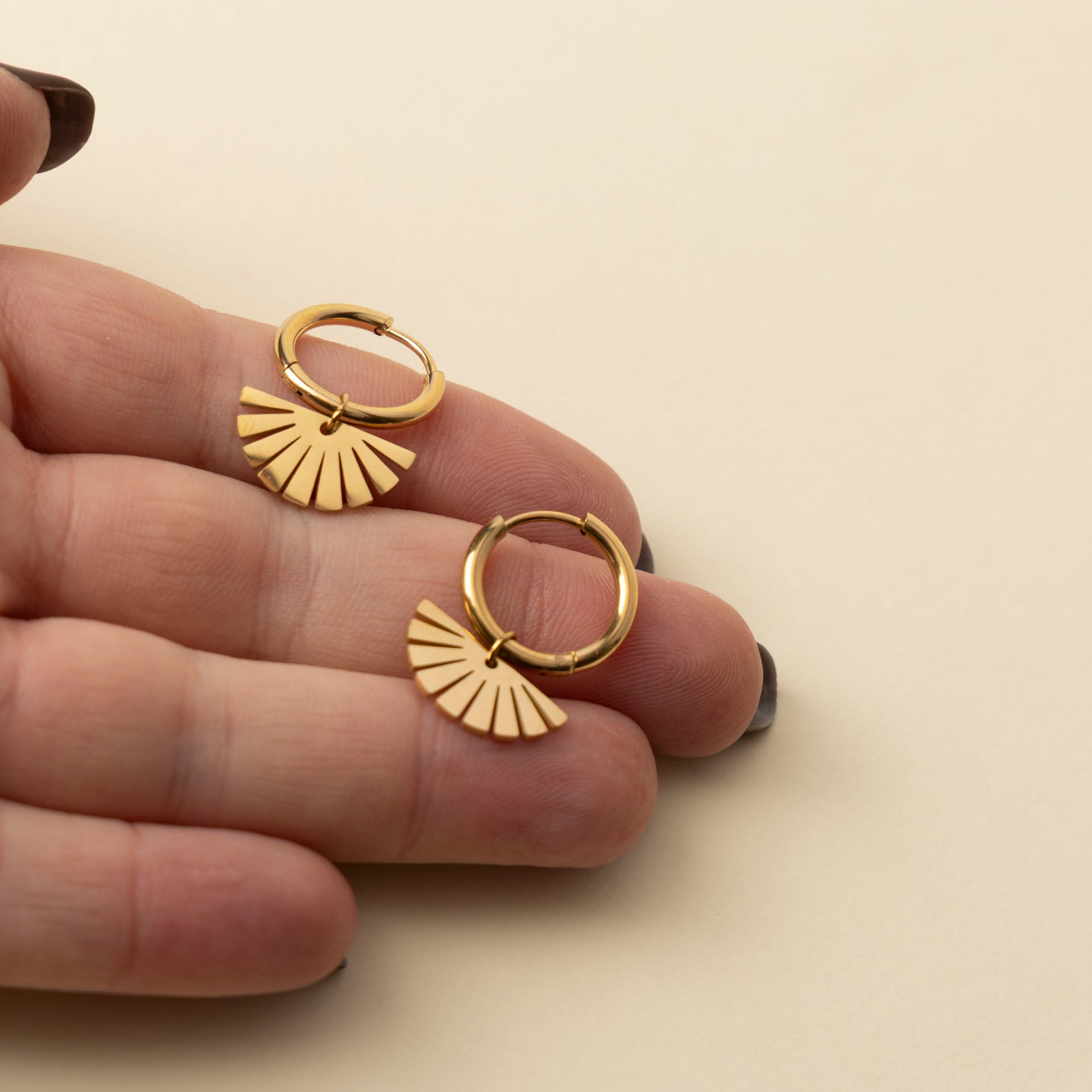 Stainless Steel Fan Earrings