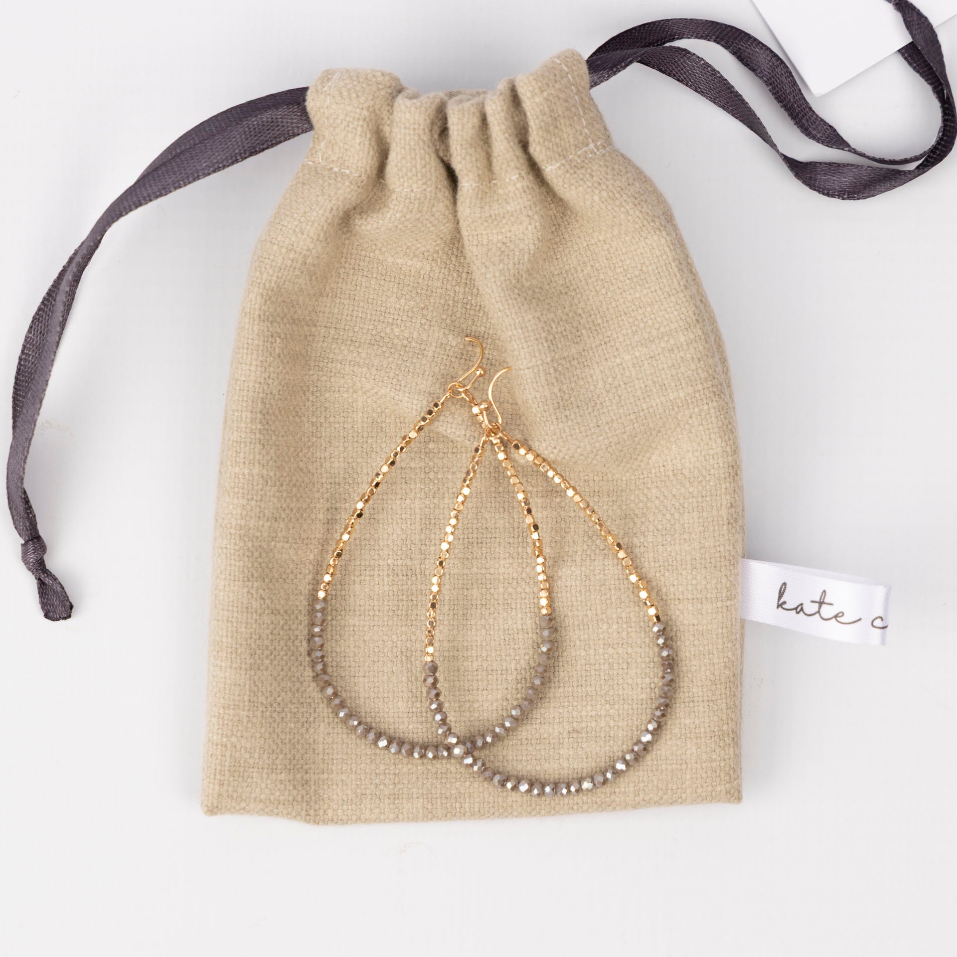 Rhinestone Waterdrop Hoop Earrings