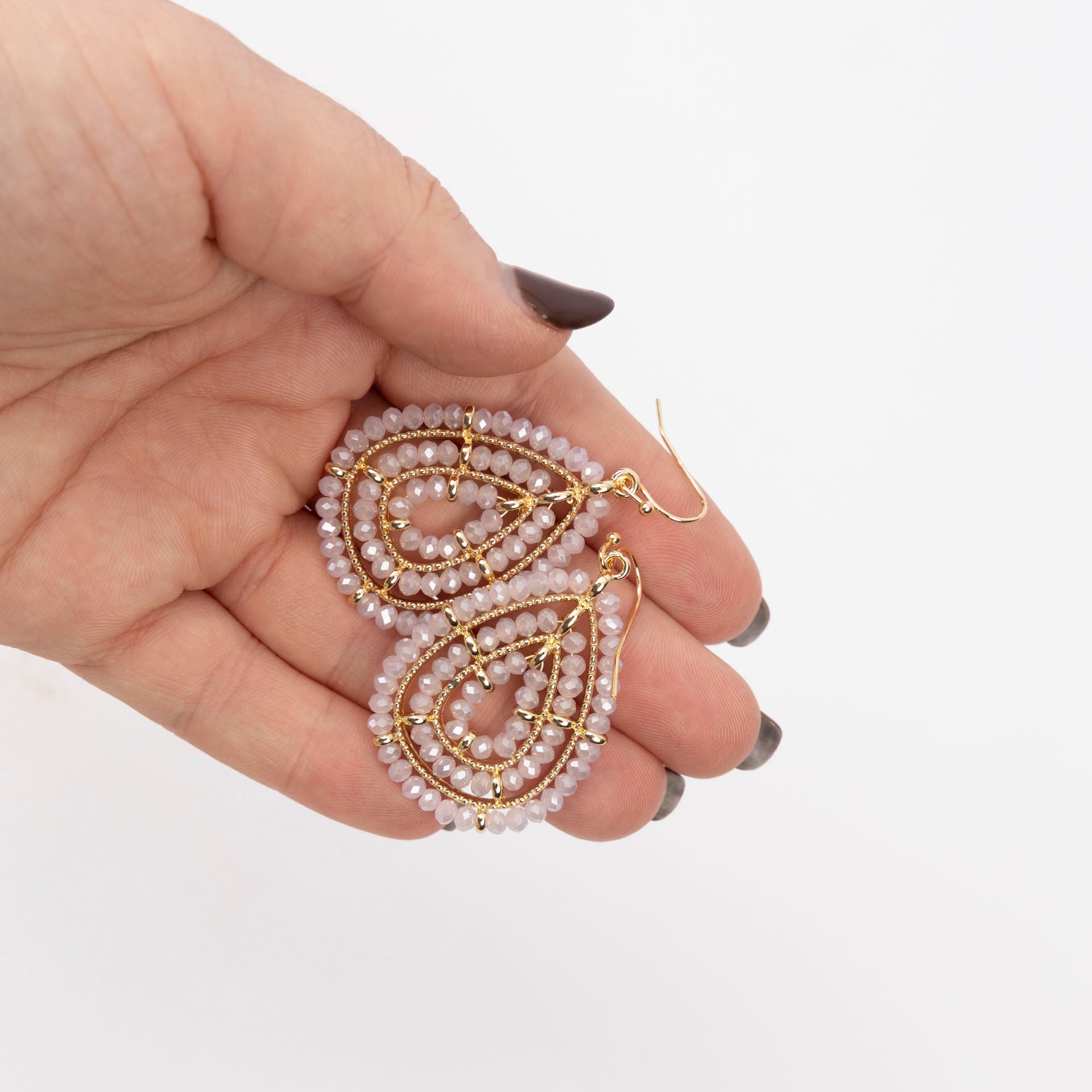 Teardrop Beaded Glass Earrings