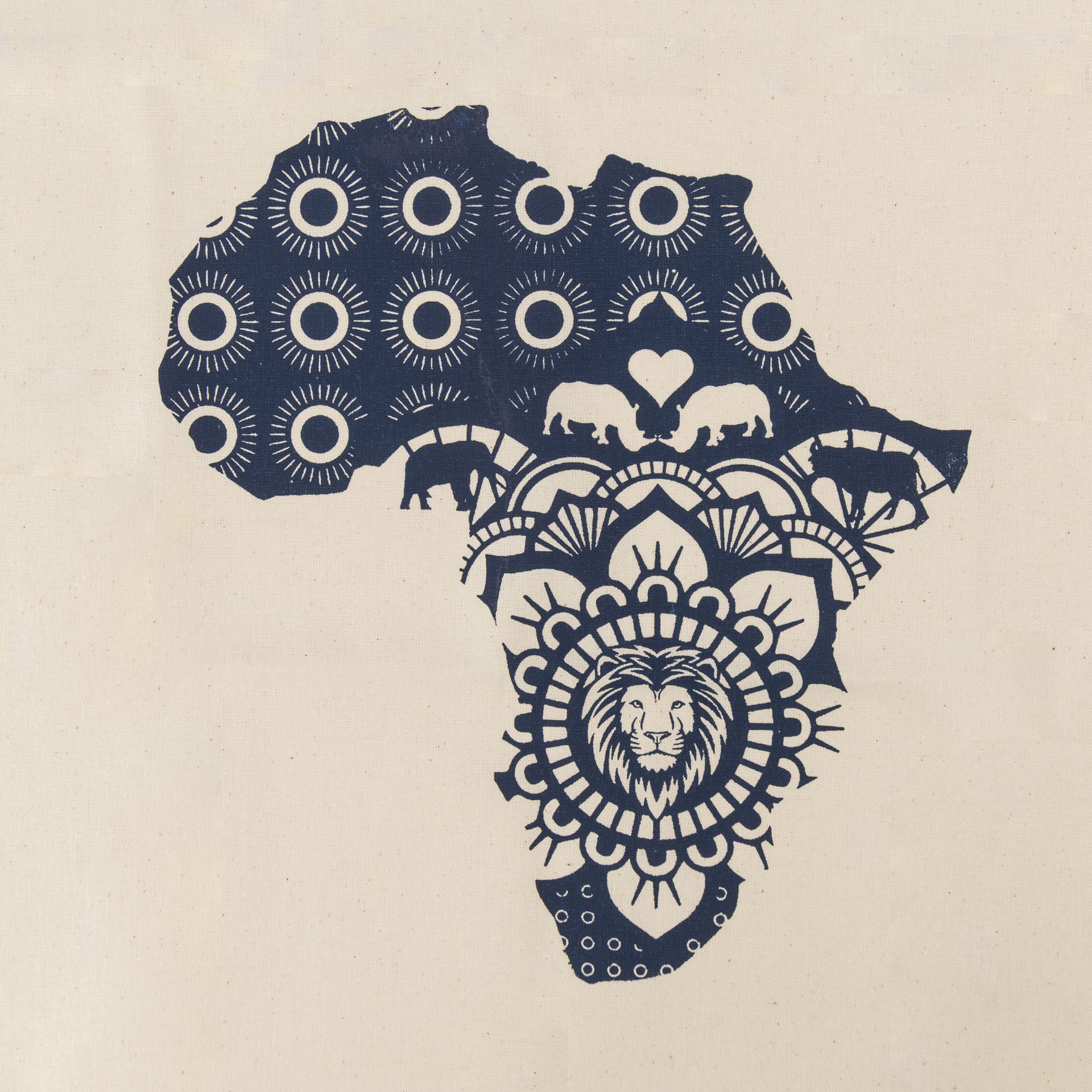 Africa with Lion Detail Printed Cotton Tea Towel (assorted)