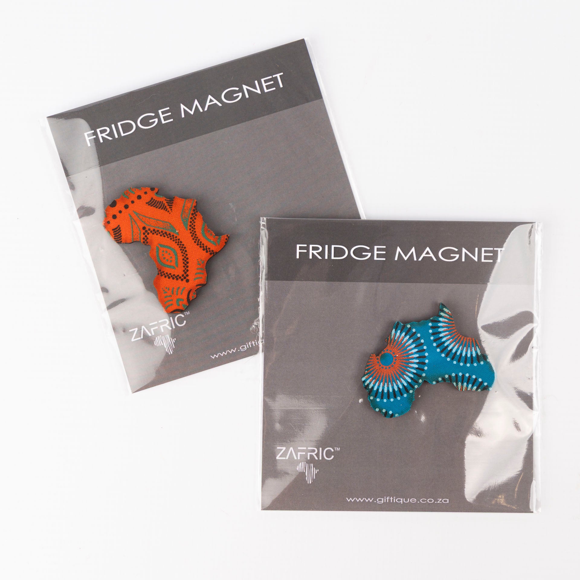 Africa Magnet with Shweshwe Fabric (Blue or Orange)