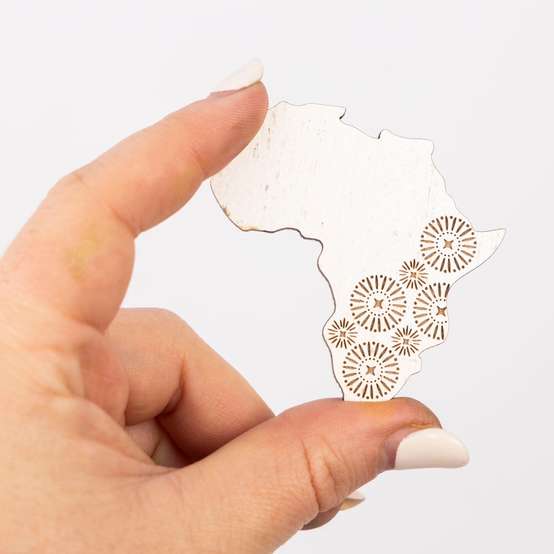Etched Wooden Africa Magnet (natural or white-wash)