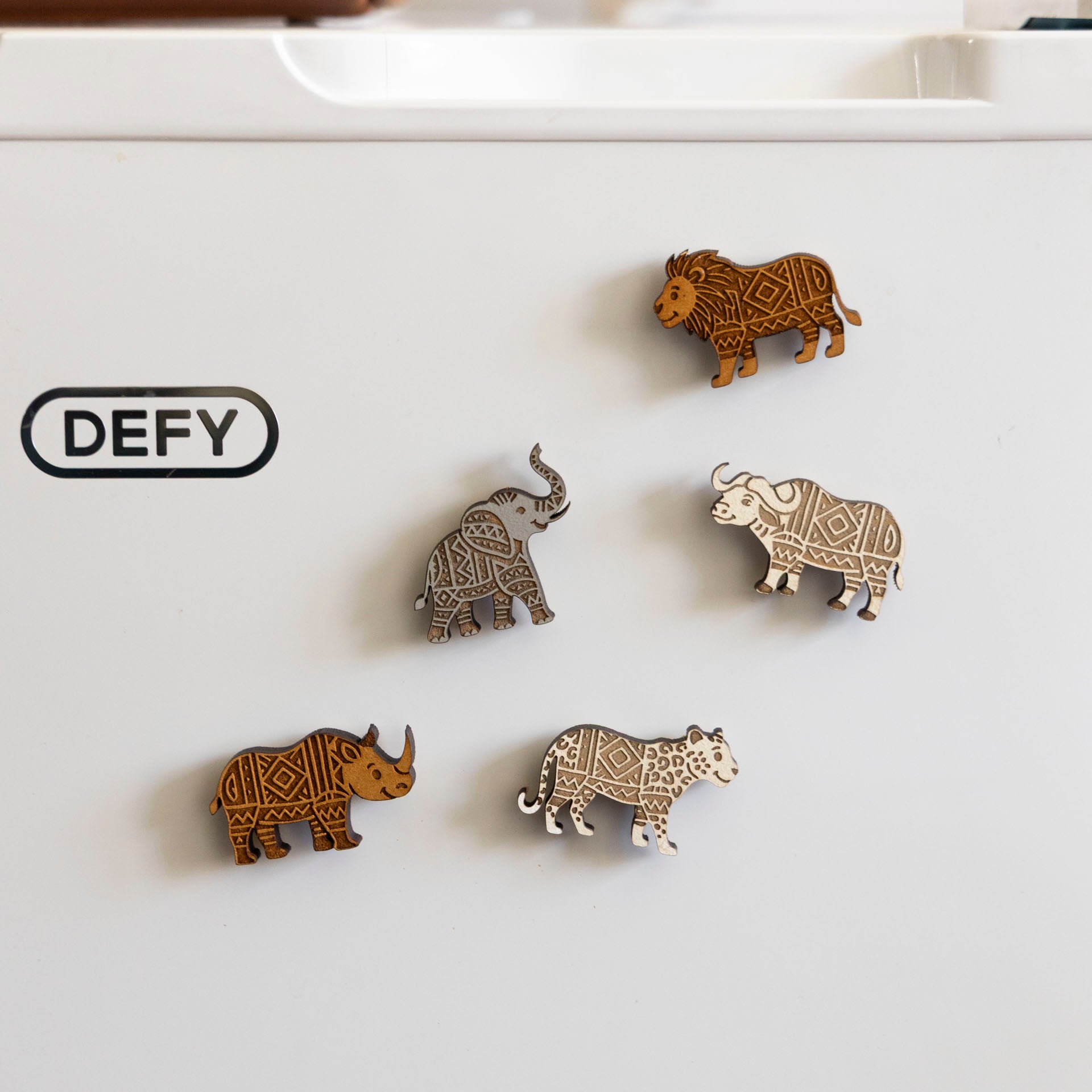 Big Five Etched Wooden Magnet Set
