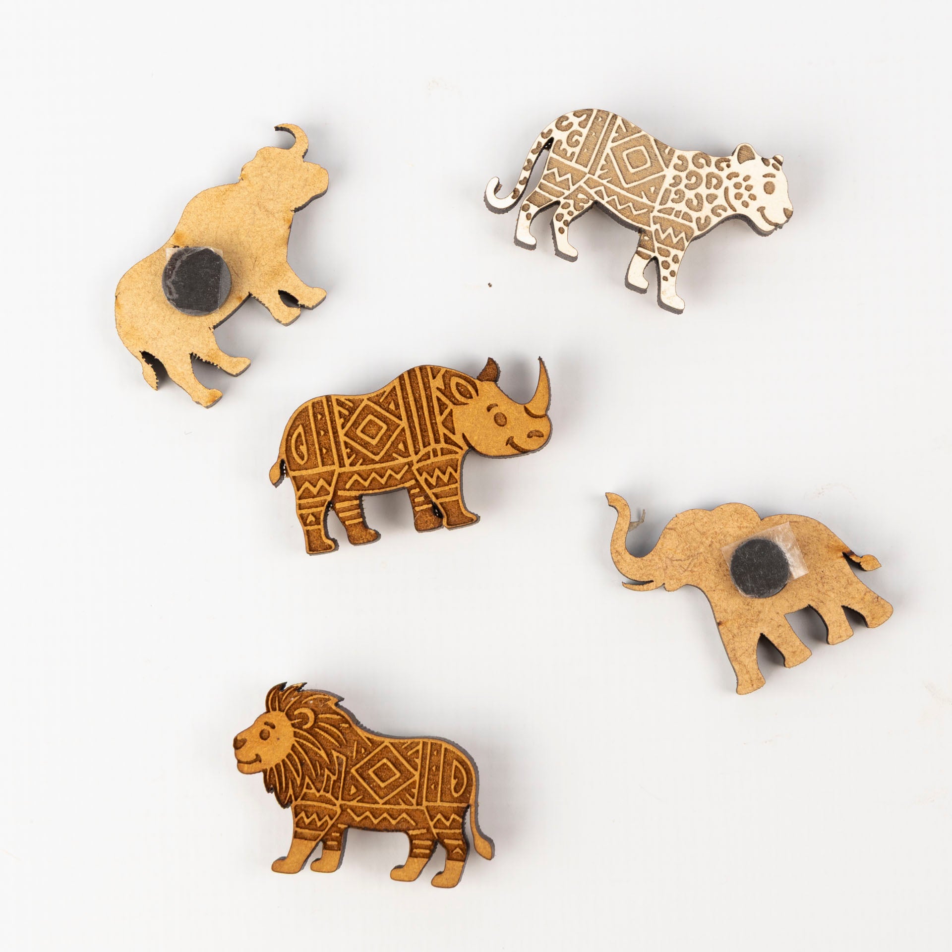 Big Five Etched Wooden Magnet Set