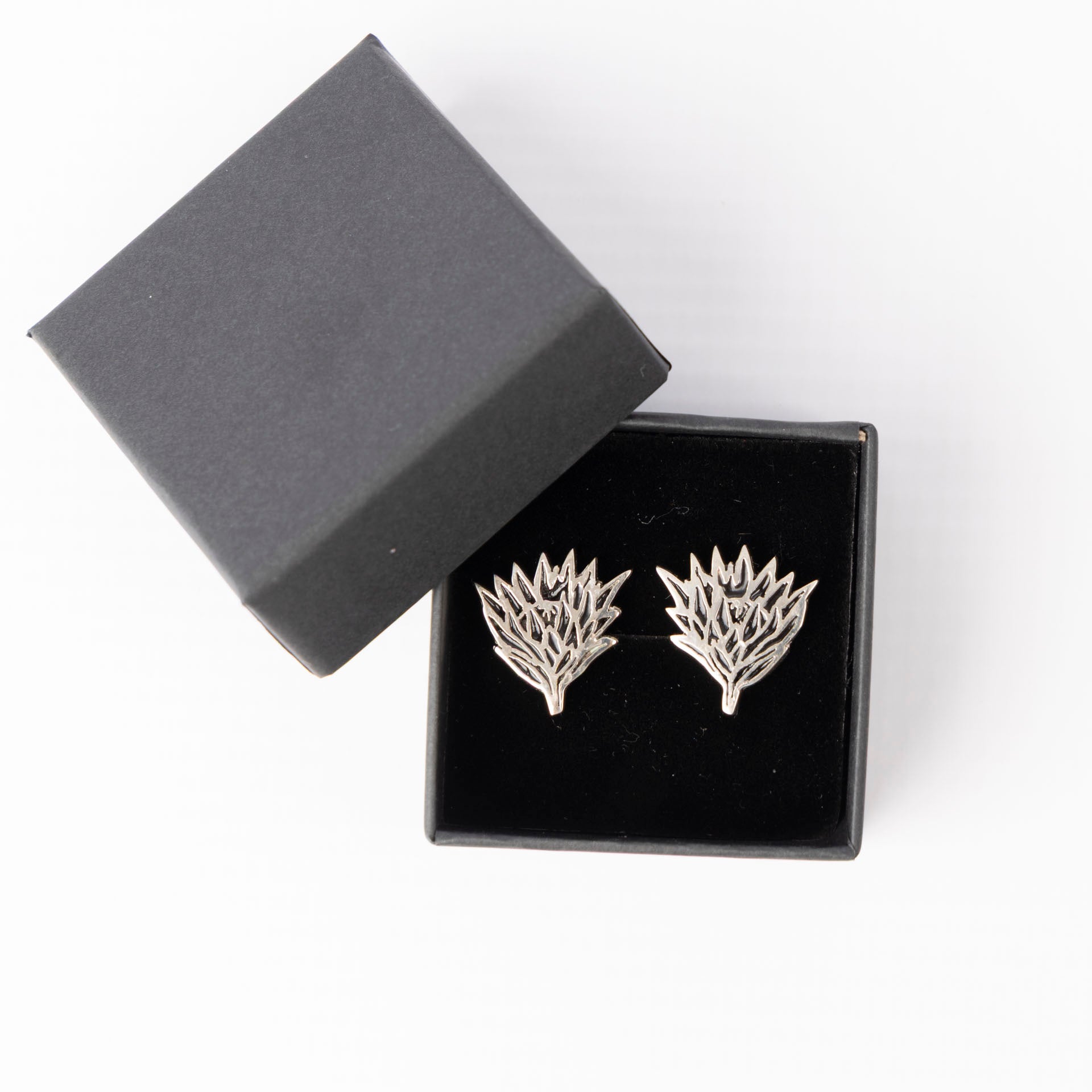 Men's Sterling Silver and Resin Protea Cufflinks