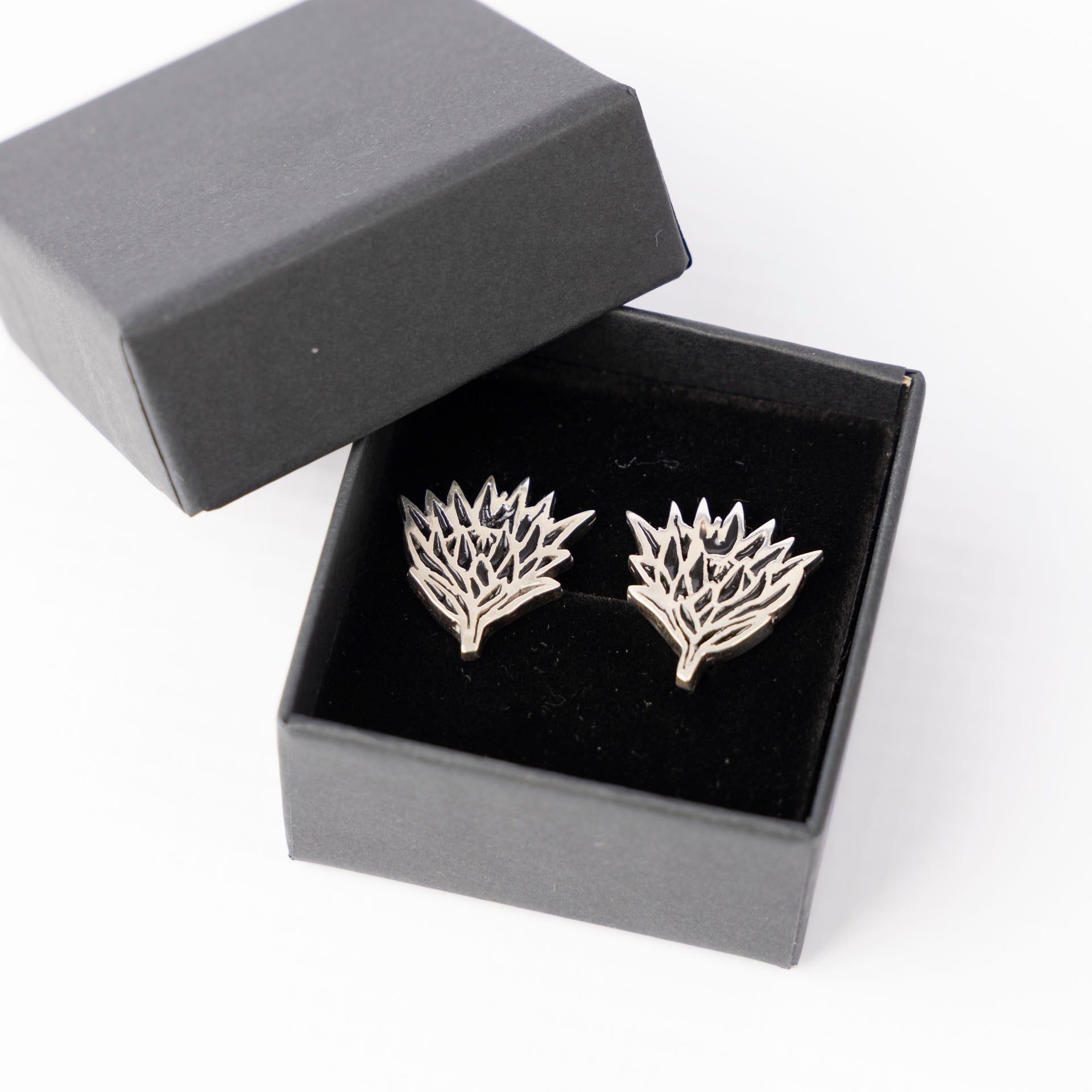 Men's Sterling Silver and Resin Protea Cufflinks