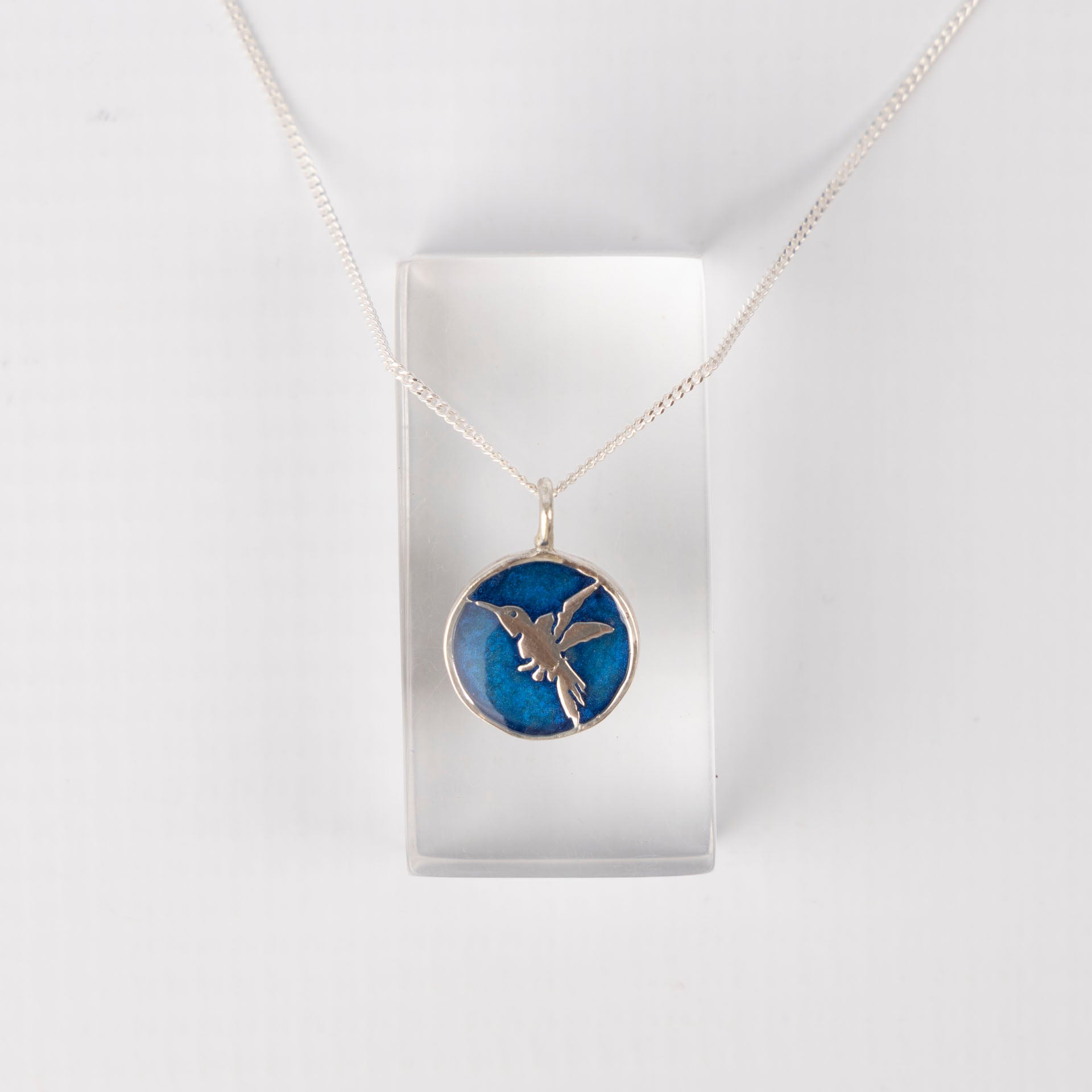 Sterling Silver and Resin Hummingbird Pendant