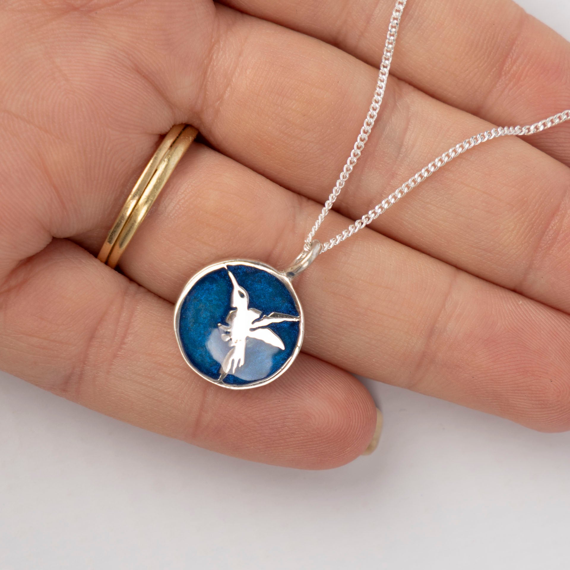 Sterling Silver and Resin Hummingbird Pendant