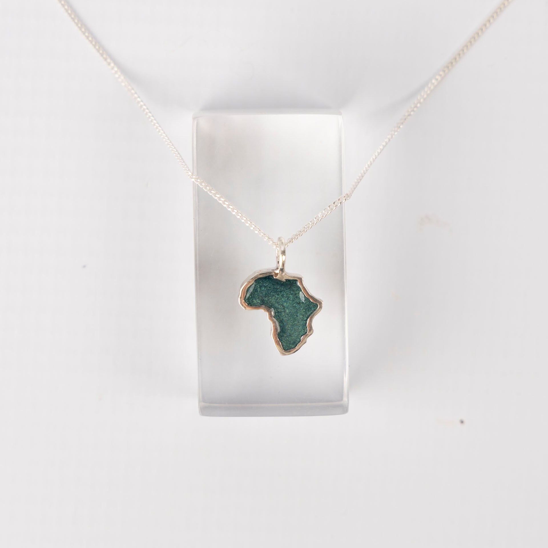 Sterling Silver and Resin Africa Pendant