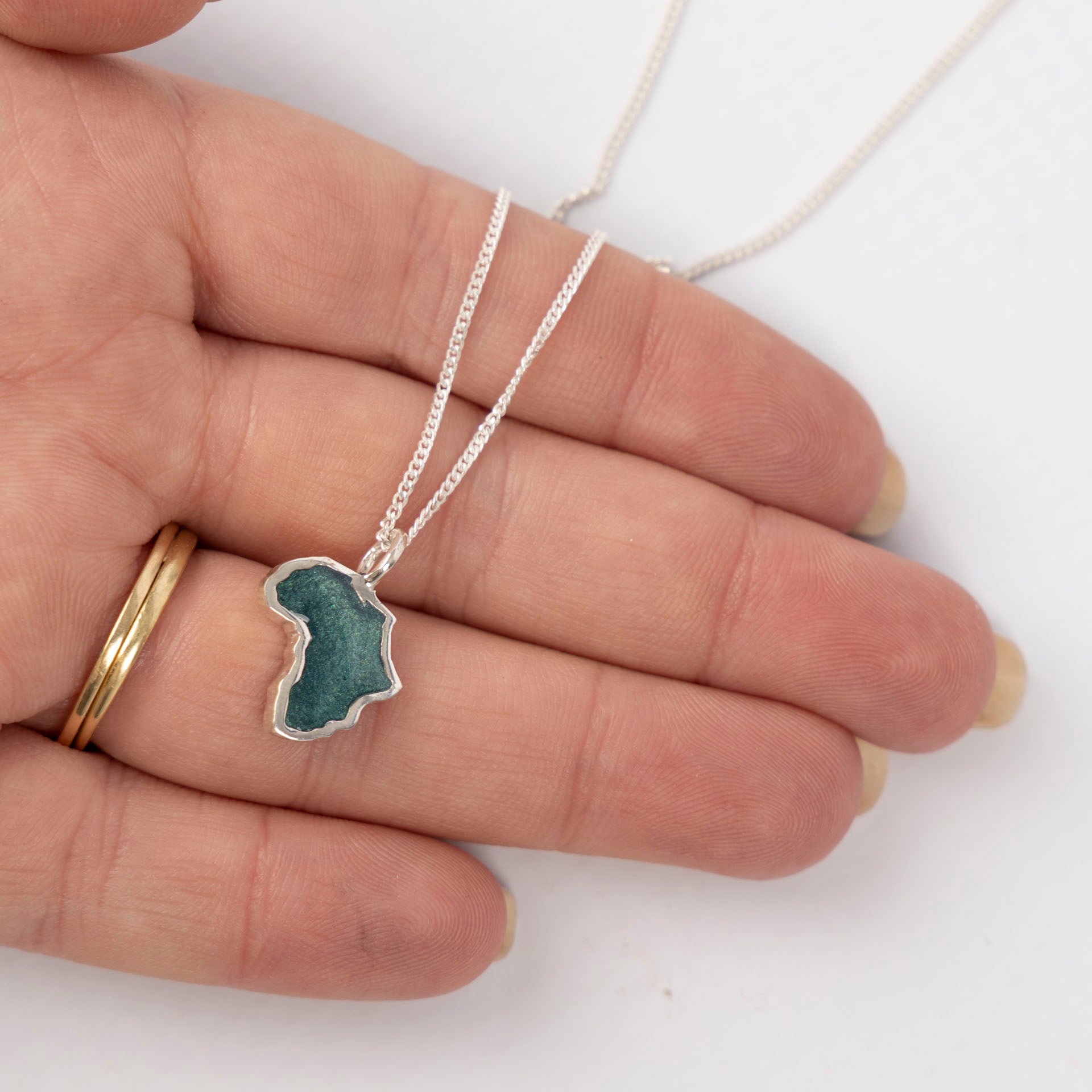 Sterling Silver and Resin Africa Pendant