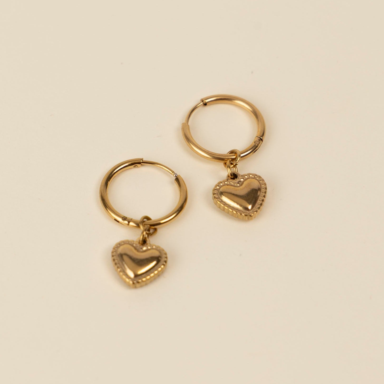 Stainless Steel Dainty Heart Earrings (White Enamel or Gold)