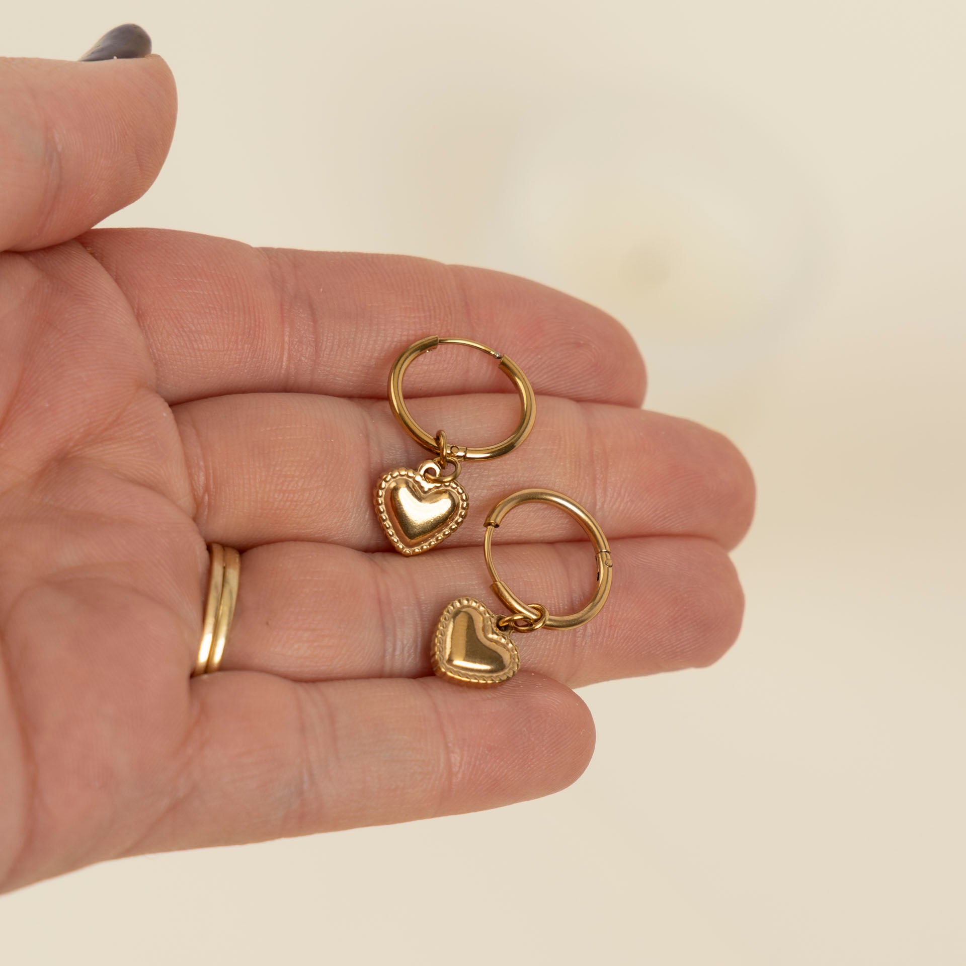 Stainless Steel Dainty Heart Earrings (White Enamel or Gold)