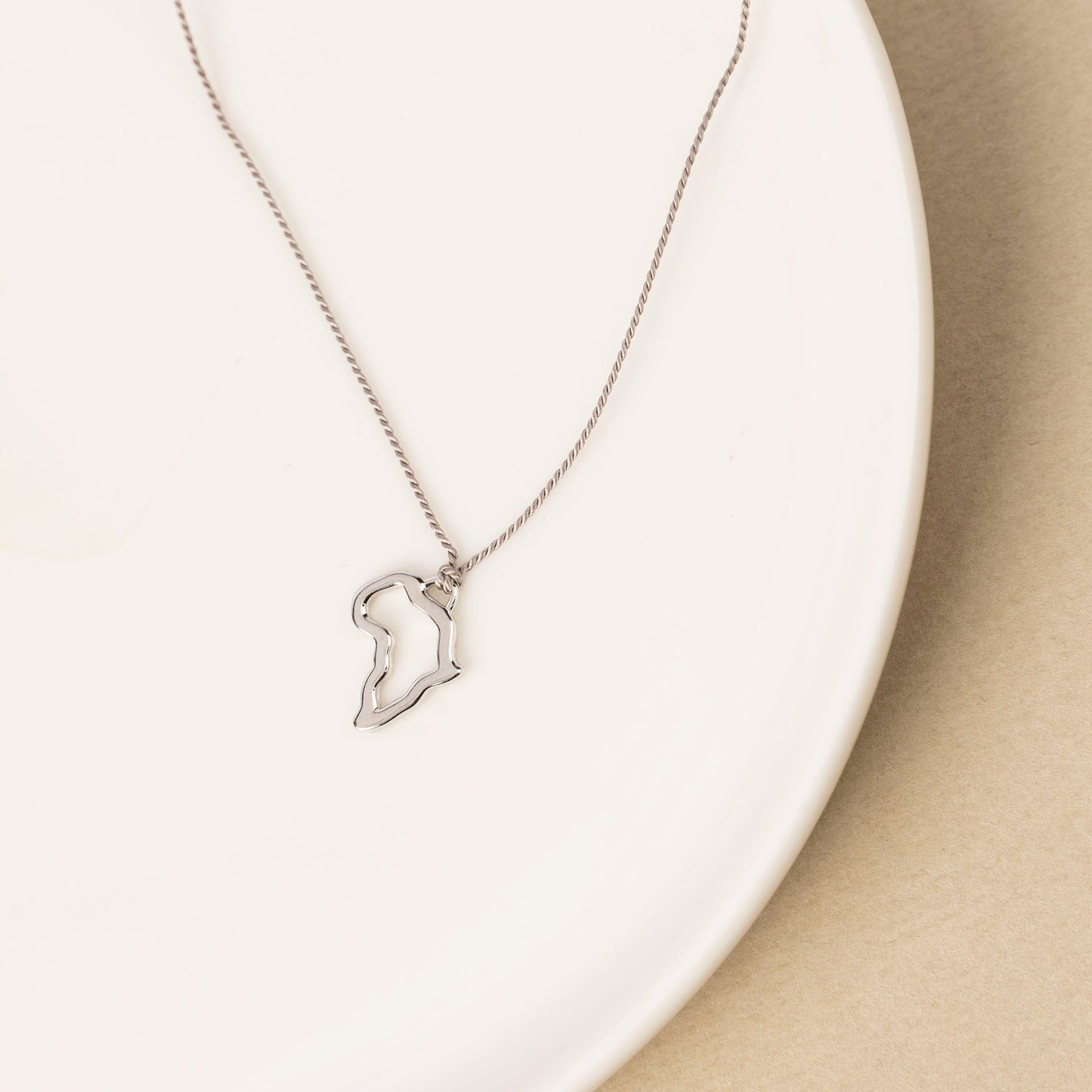 Sterling Silver Africa Outline Pendant (Silk or Chain)